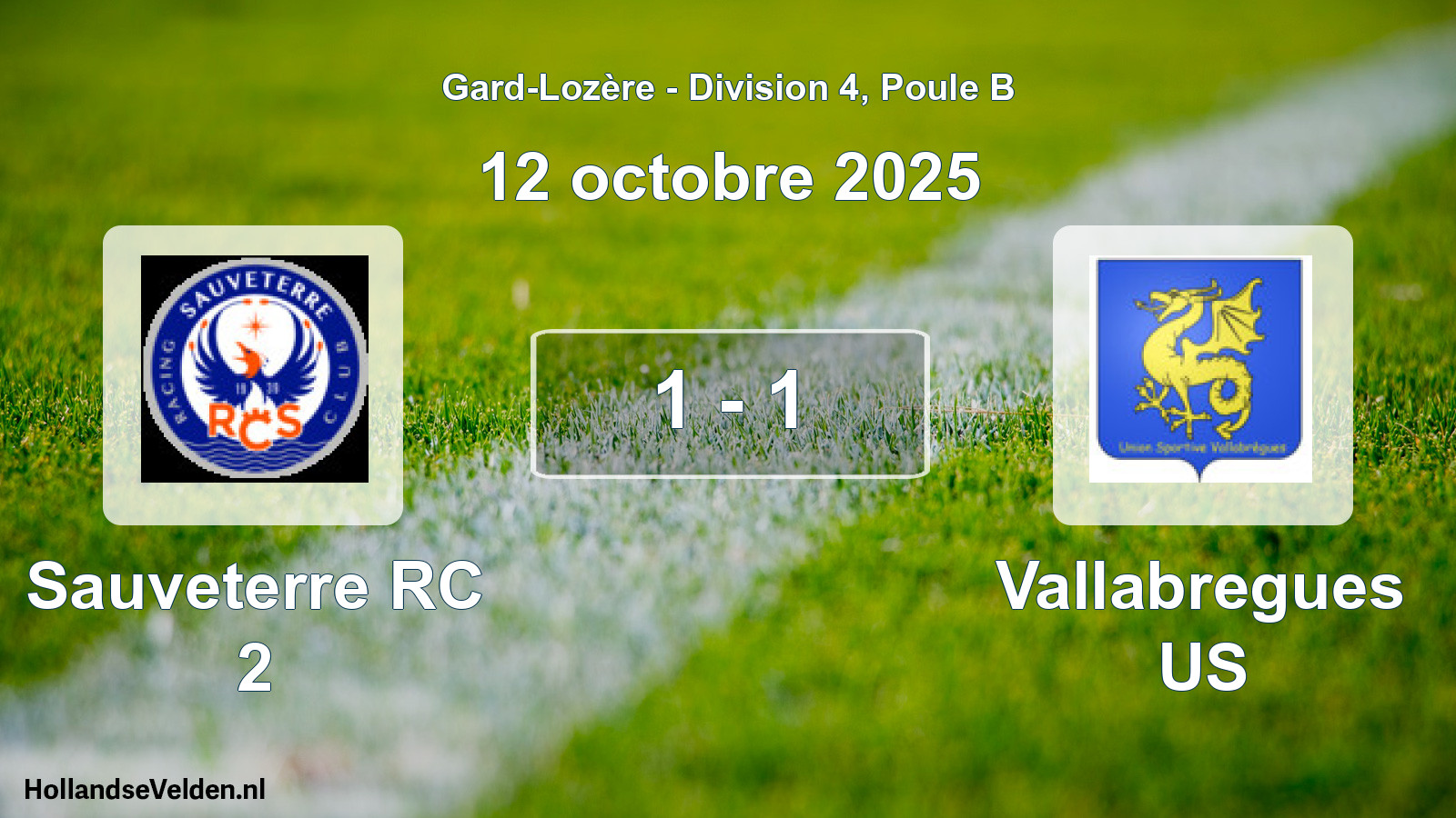 Match joué: Sauveterre RC 2 - Vallabregues US 1 - 1 (12 octobre 2025)