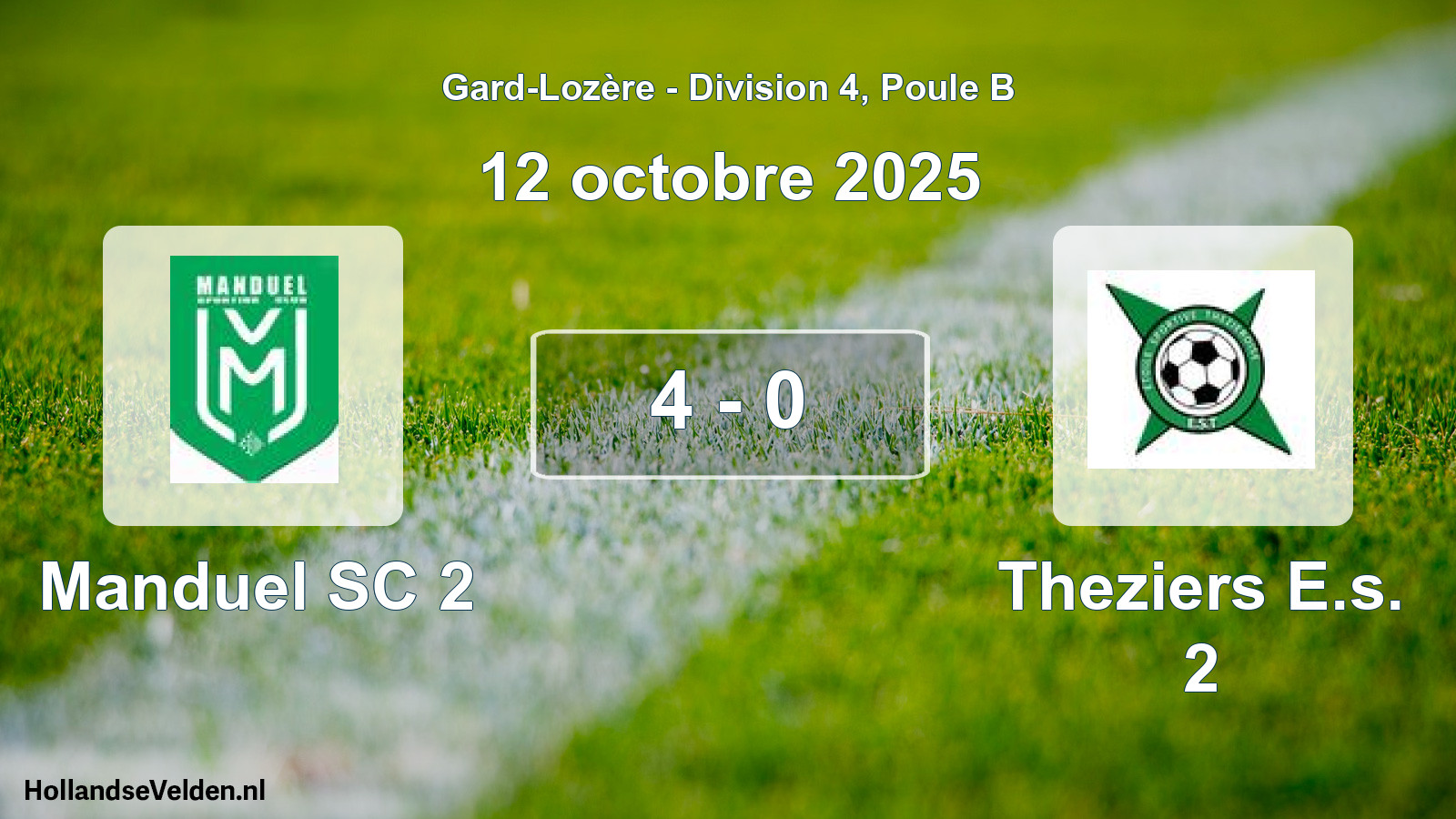 Total number of matches played: Manduel SC 2 - Theziers E.s. 2 4 - 0 (12 October 2025)