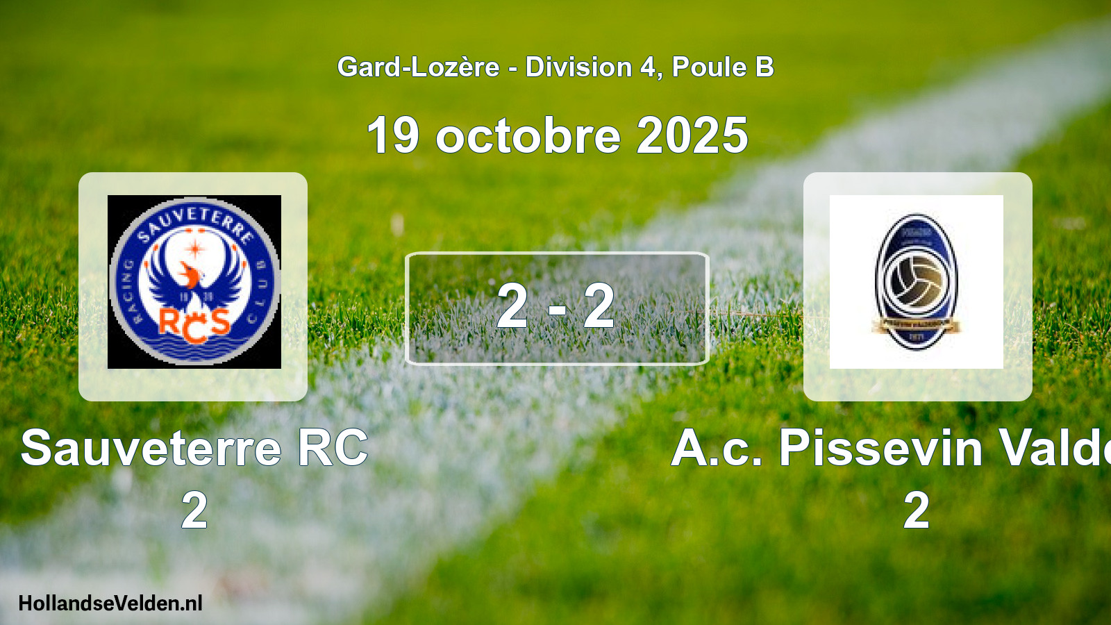 Total number of matches played: Sauveterre RC 2 - A.c. Pissevin Valdeg 2 2 - 2 (19 October 2025)