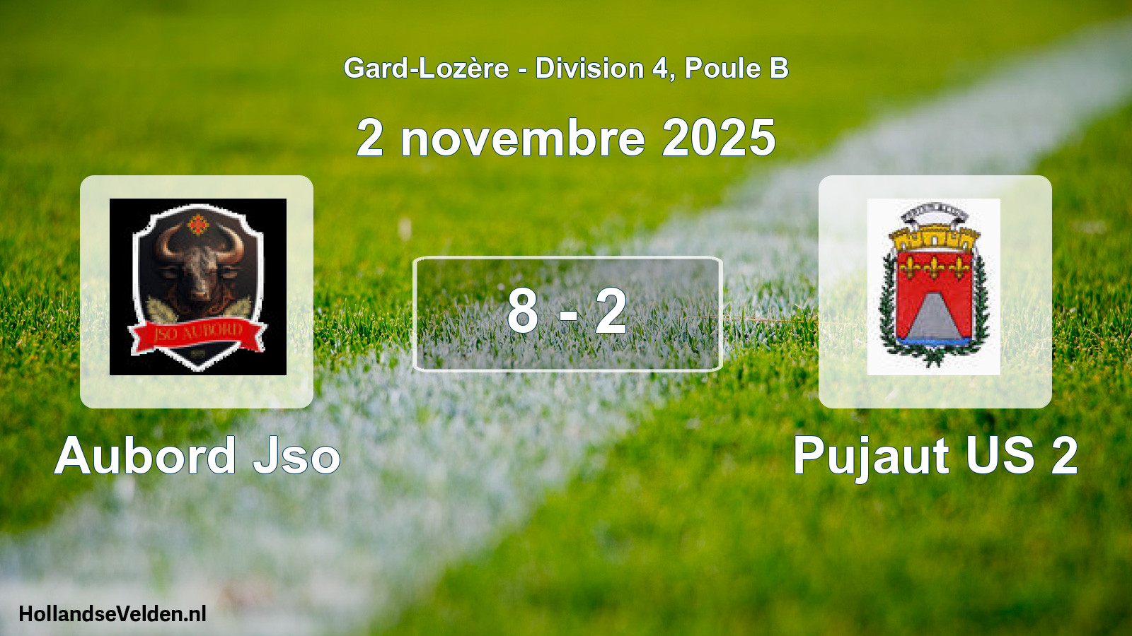 Total number of matches played: Aubord Jso - Pujaut US 2 8 - 2 (2 November 2025)