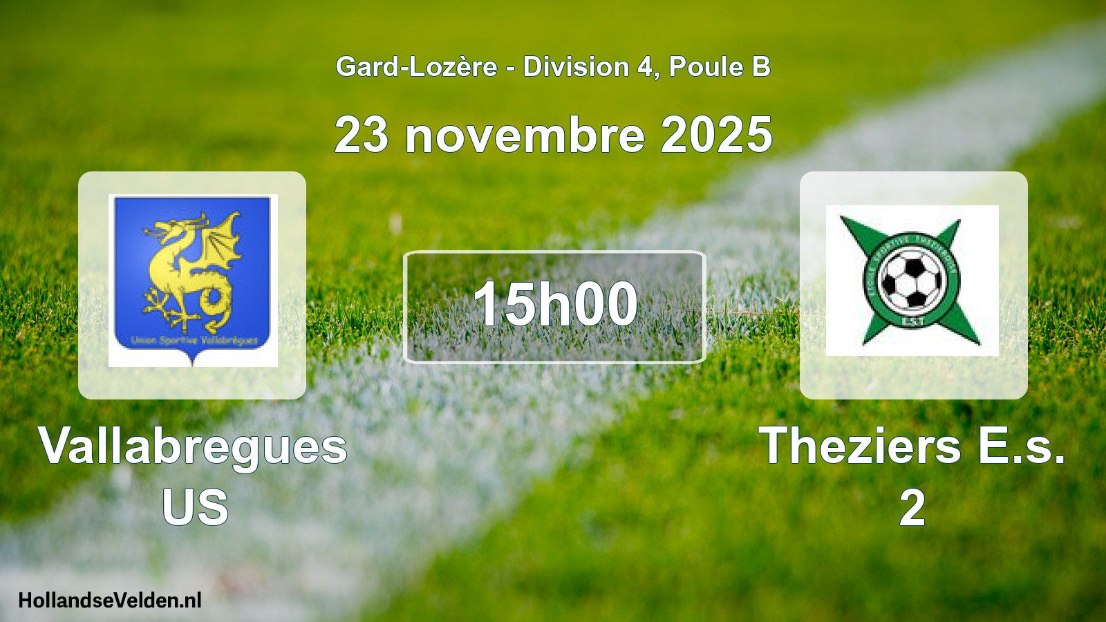 Match programmé: Vallabregues US - Theziers E.s. 2 (23 novembre 2025)