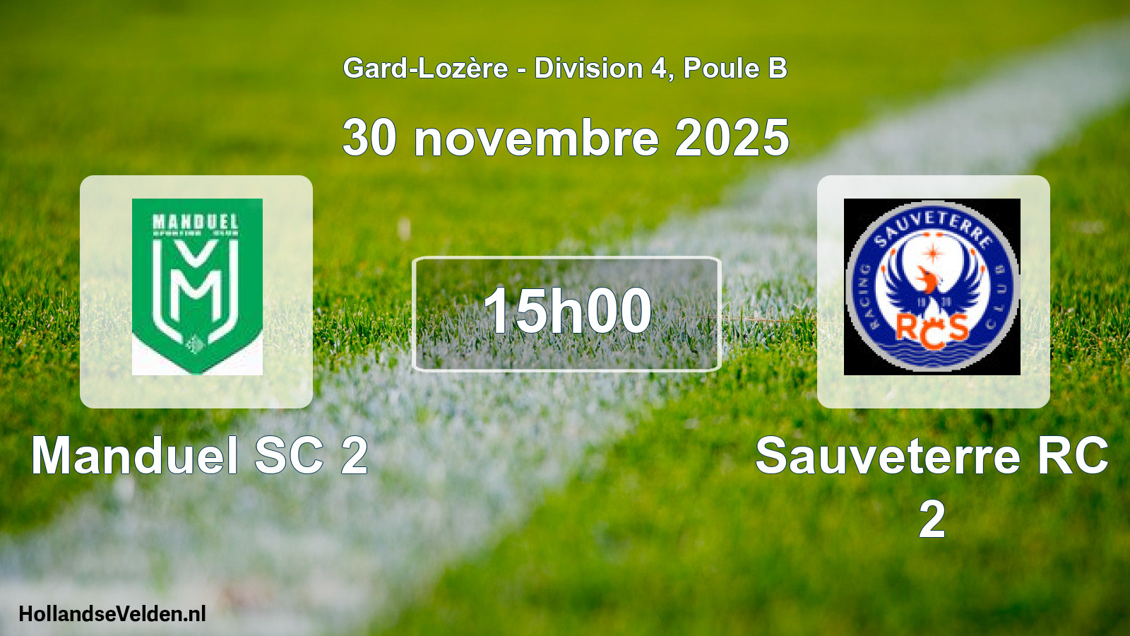 Geplande wedstrijd: Manduel SC 2 - Sauveterre RC 2 (30 november 2025)