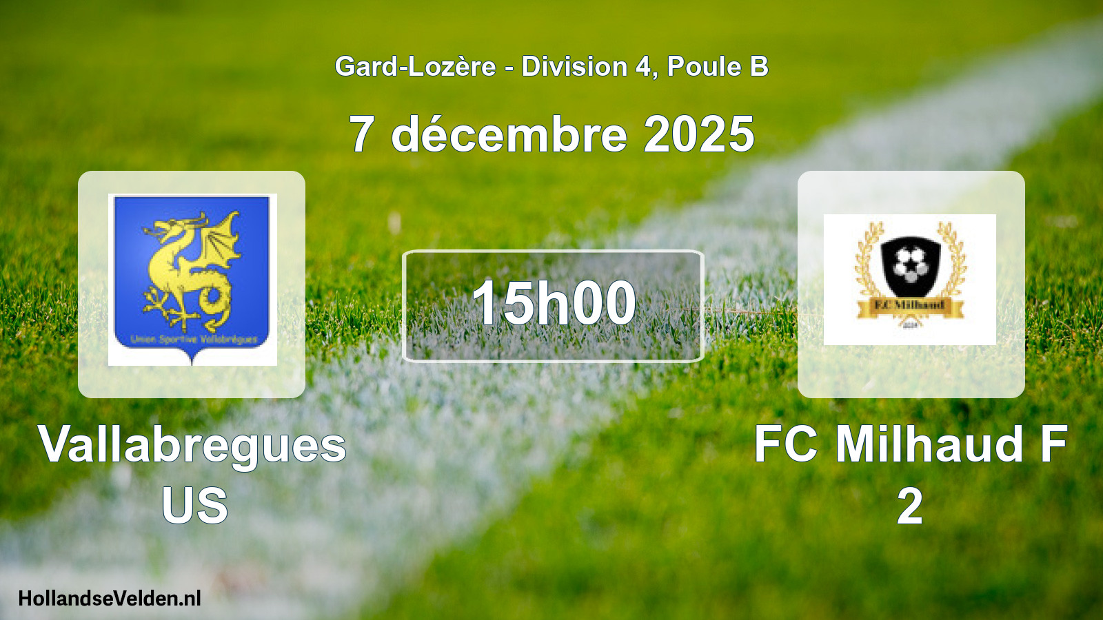 Match programmé: Vallabregues US - FC Milhaud F 2 (7 décembre 2025)