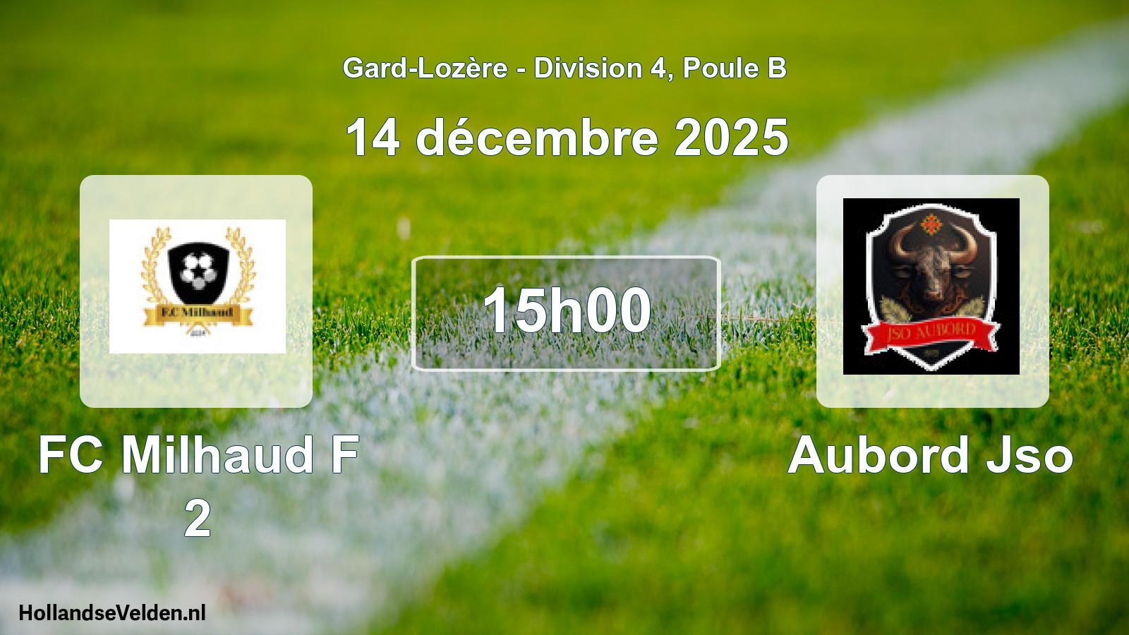 Match programmé: FC Milhaud F 2 - Aubord Jso (14 décembre 2025)