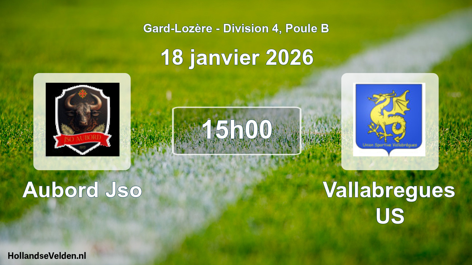 Match programmé: Aubord Jso - Vallabregues US (18 janvier 2026)
