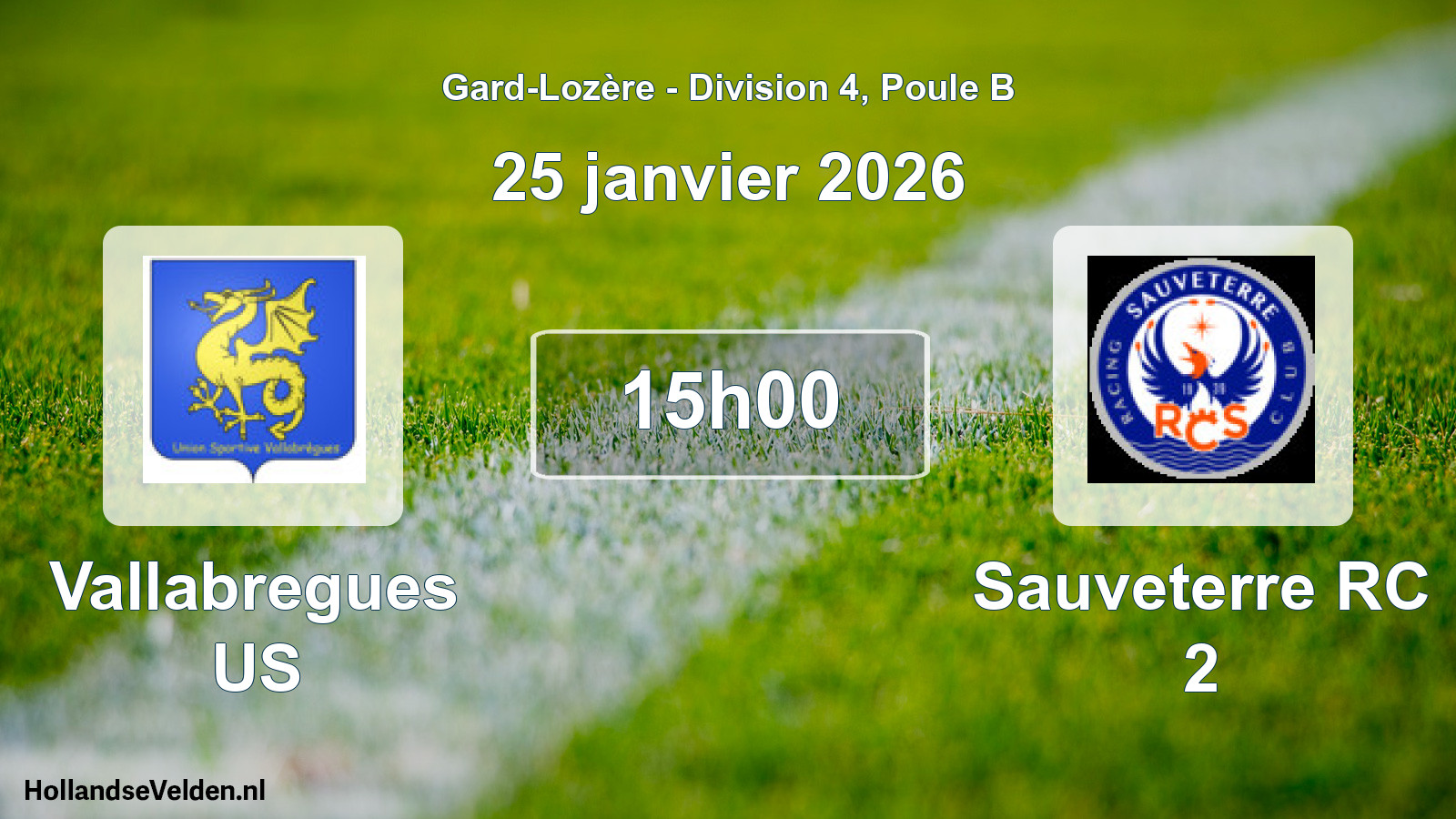 Match programmé: Vallabregues US - Sauveterre RC 2 (25 janvier 2026)