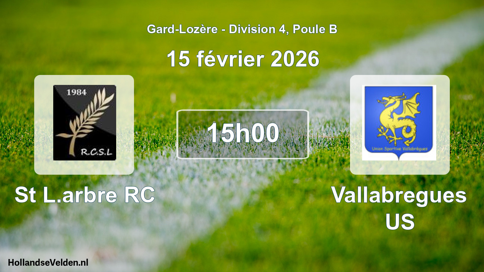 Match programmé: St L.arbre RC - Vallabregues US (15 février 2026)