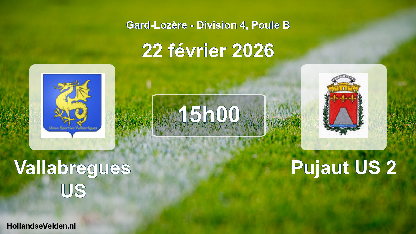 Match programmé: Vallabregues US - Pujaut US 2 (22 février 2026)