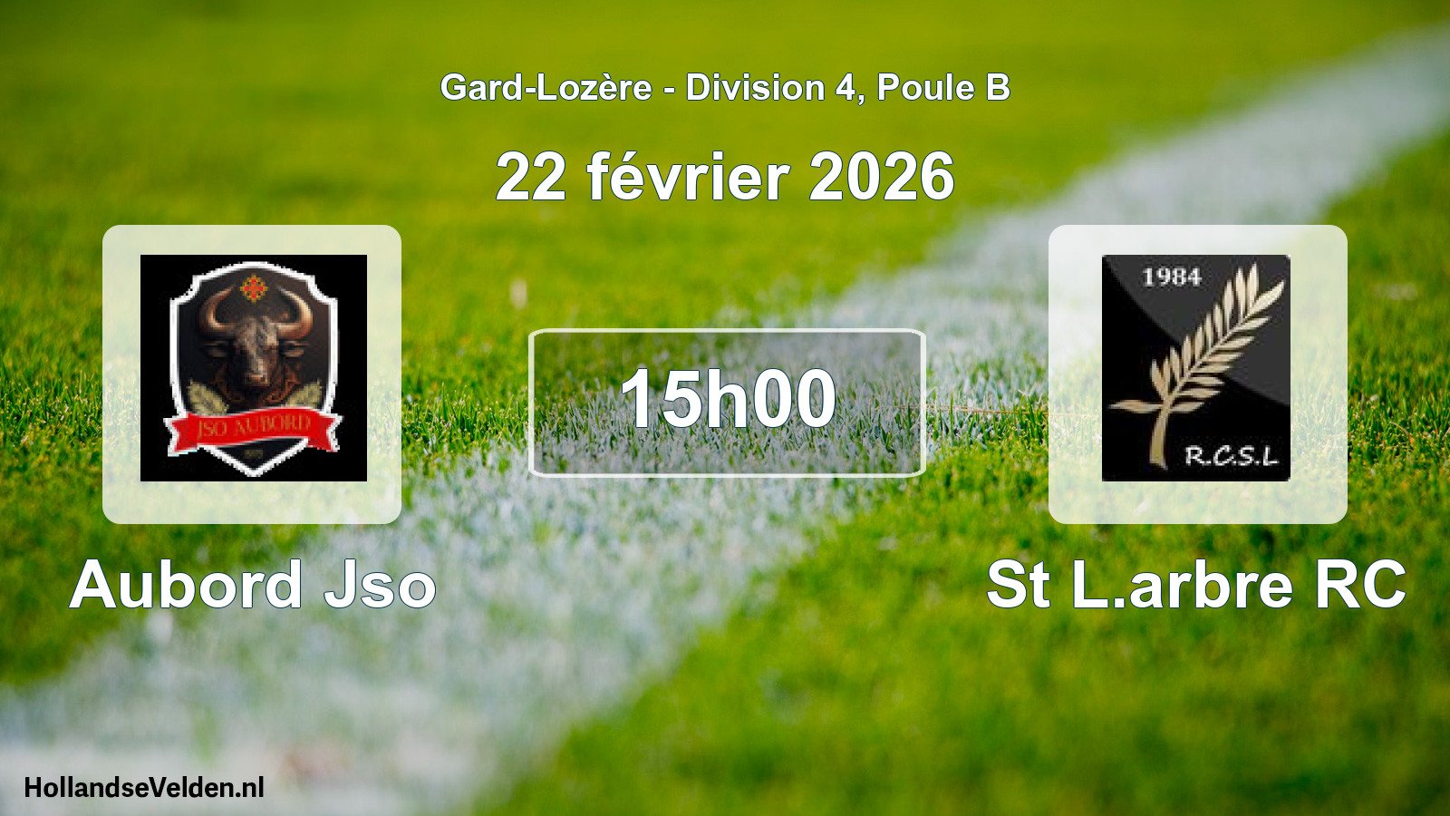 Match programmé: Aubord Jso - St L.arbre RC (22 février 2026)