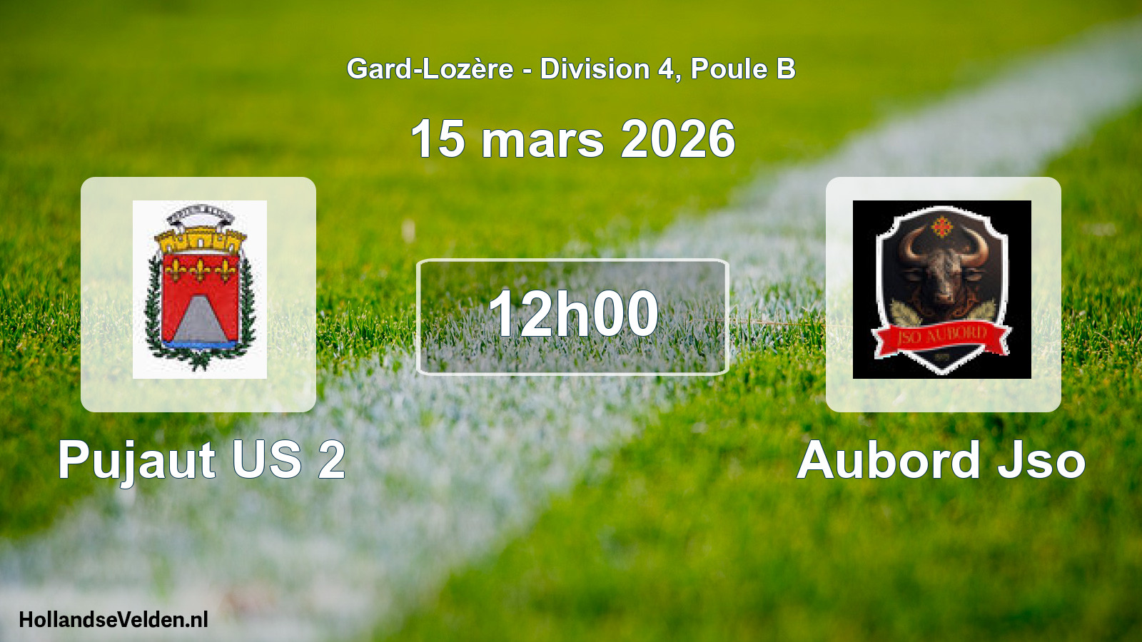 Match programmé: Pujaut US 2 - Aubord Jso (15 mars 2026)