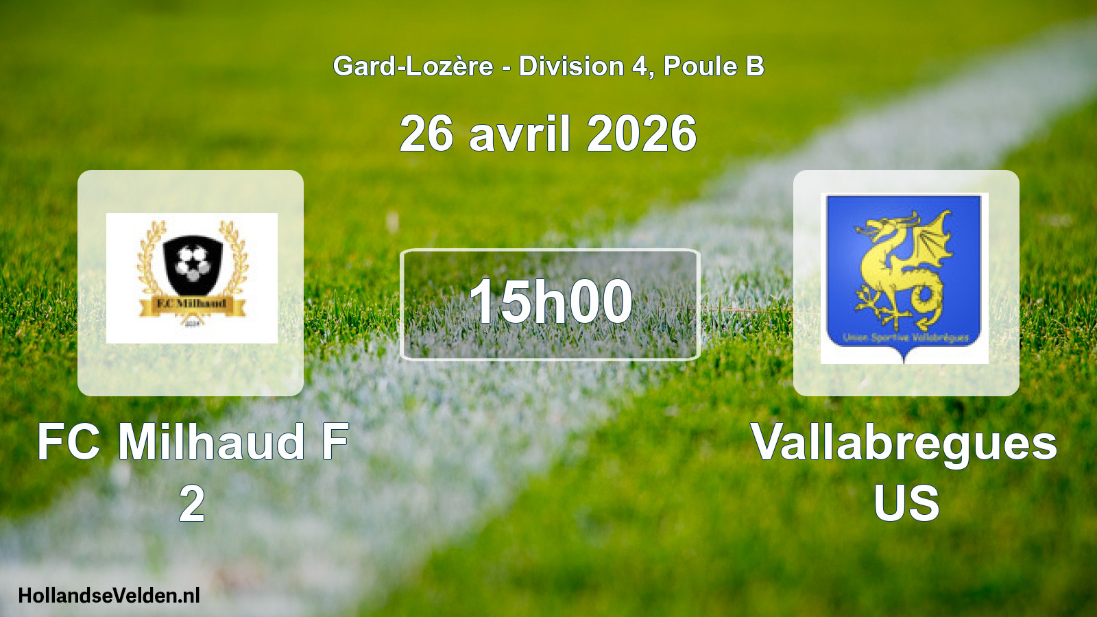 Match programmé: FC Milhaud F 2 - Vallabregues US (26 avril 2026)