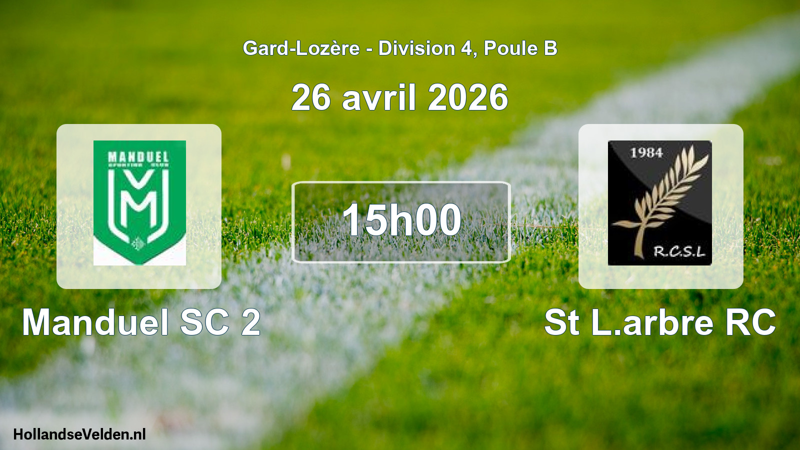 Match programmé: Manduel SC 2 - St L.arbre RC (26 avril 2026)