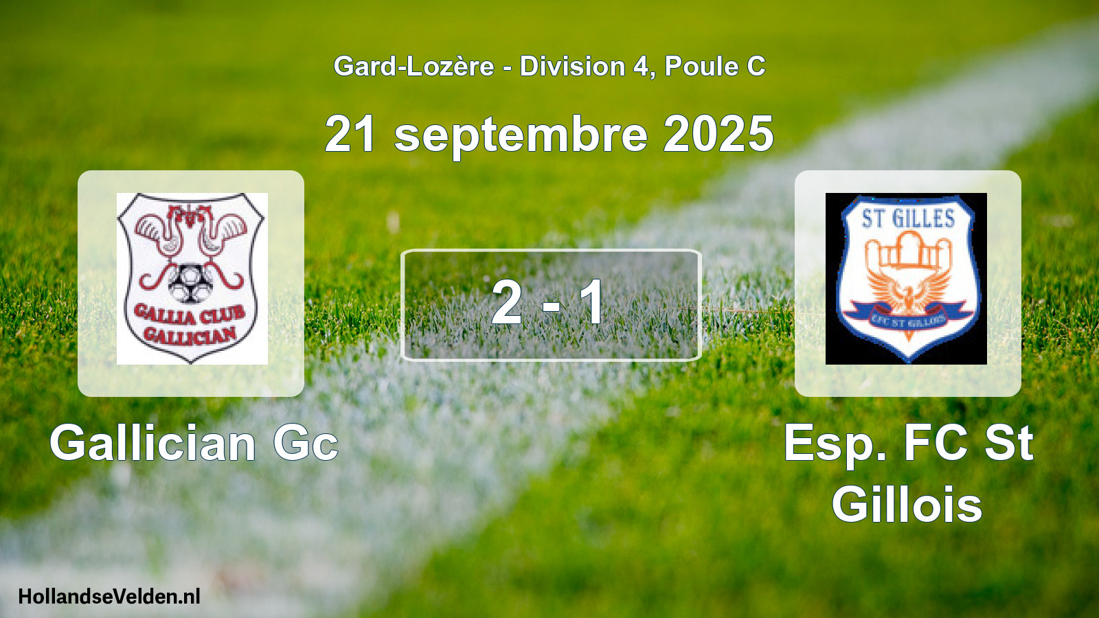 Gespeelde wedstrijd: Gallician Gc - Esp. FC St Gillois 2 - 1 (21 september 2025)