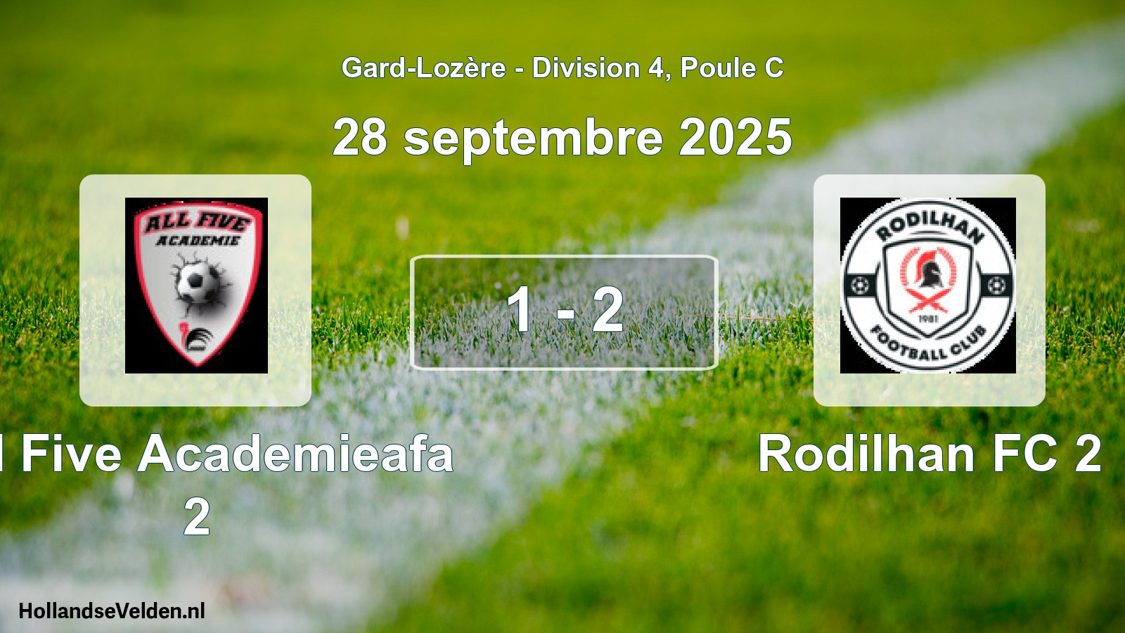 Match joué: All Five Academieafa 2 - Rodilhan FC 2 1 - 2 (28 septembre 2025)
