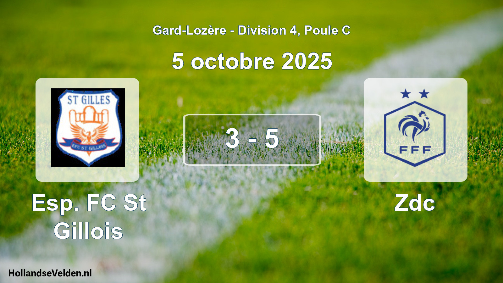 Gespeelde wedstrijd: Esp. FC St Gillois - Zdc 3 - 5 (5 oktober 2025)