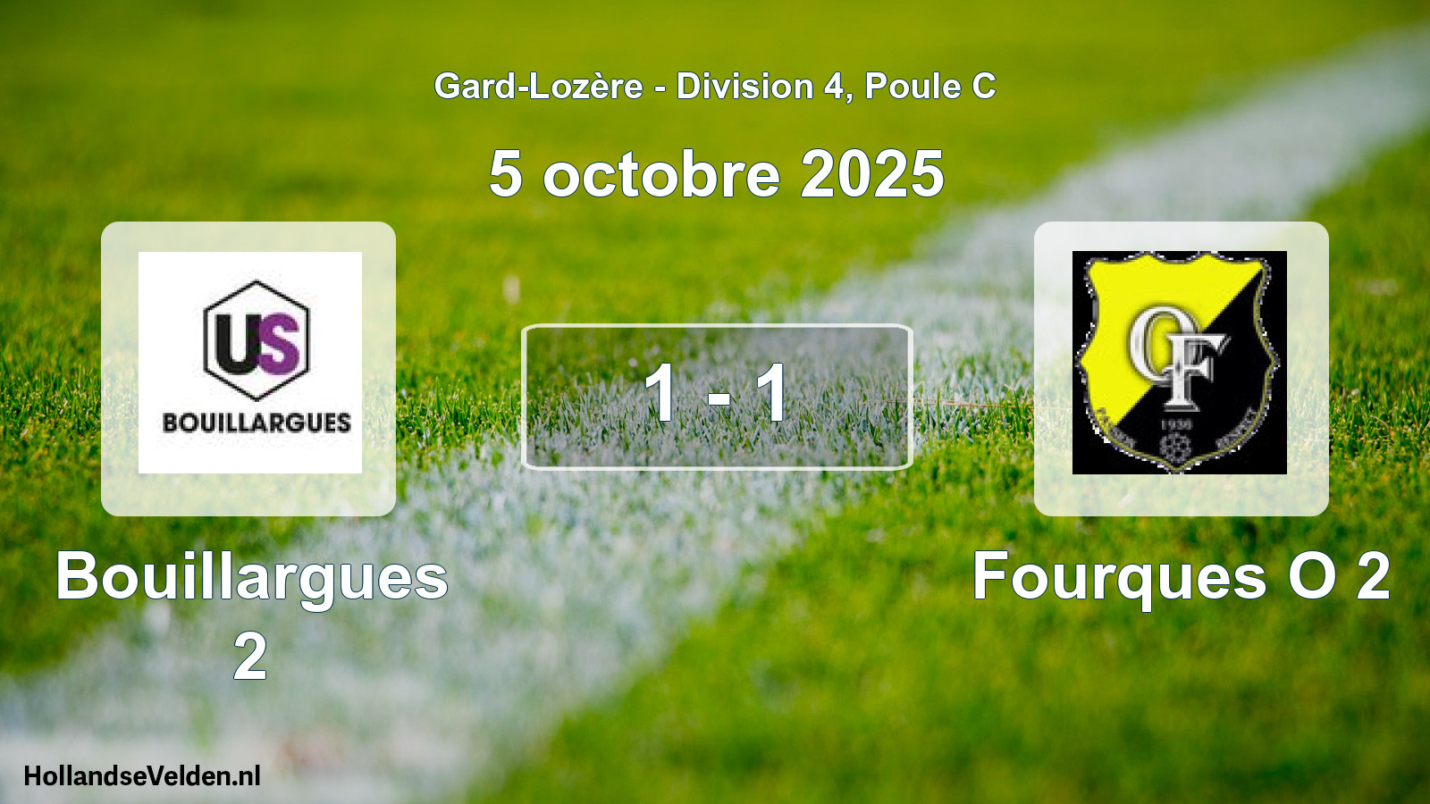 Match joué: Bouillargues 2 - Fourques O 2 1 - 1 (5 octobre 2025)