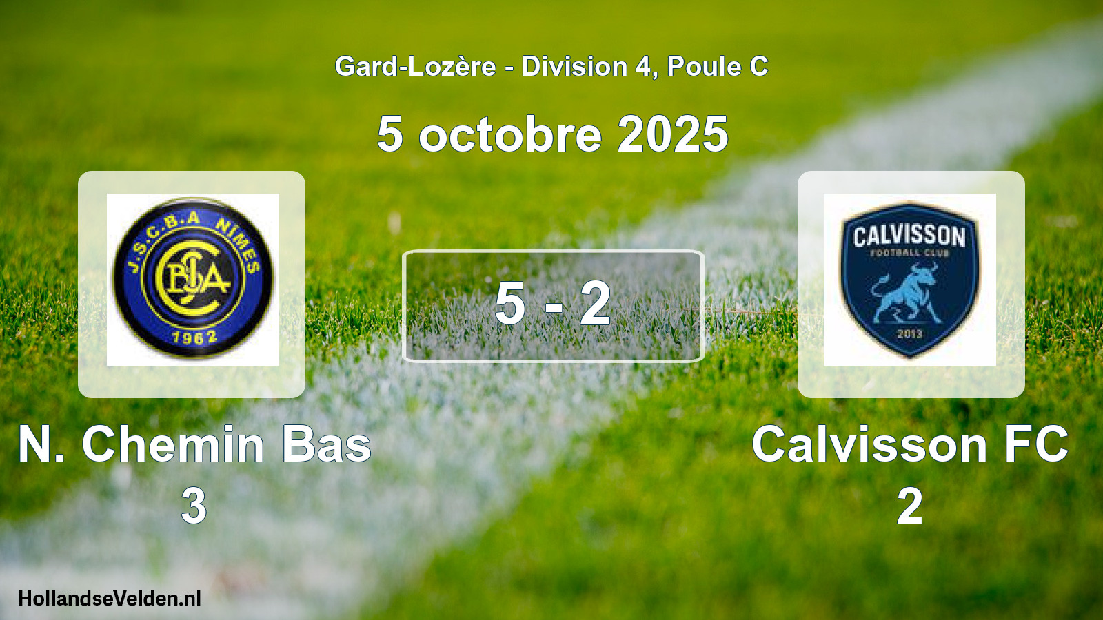 Match joué: N. Chemin Bas 3 - Calvisson FC 2 5 - 2 (5 octobre 2025)