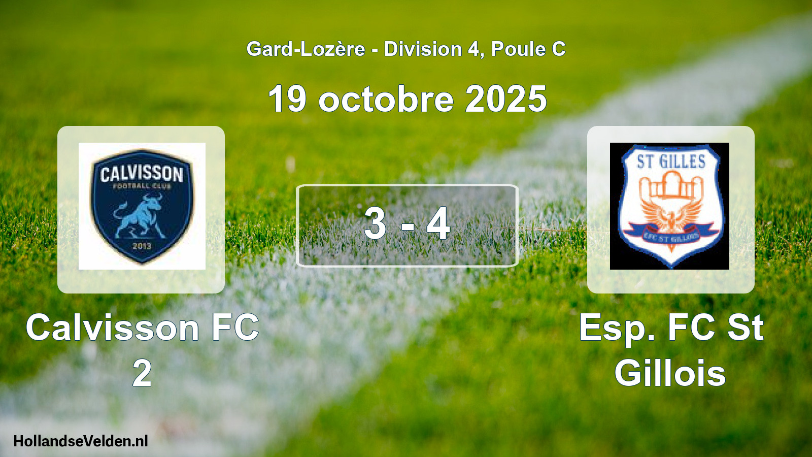 Gespeelde wedstrijd: Calvisson FC 2 - Esp. FC St Gillois 3 - 4 (19 oktober 2025)