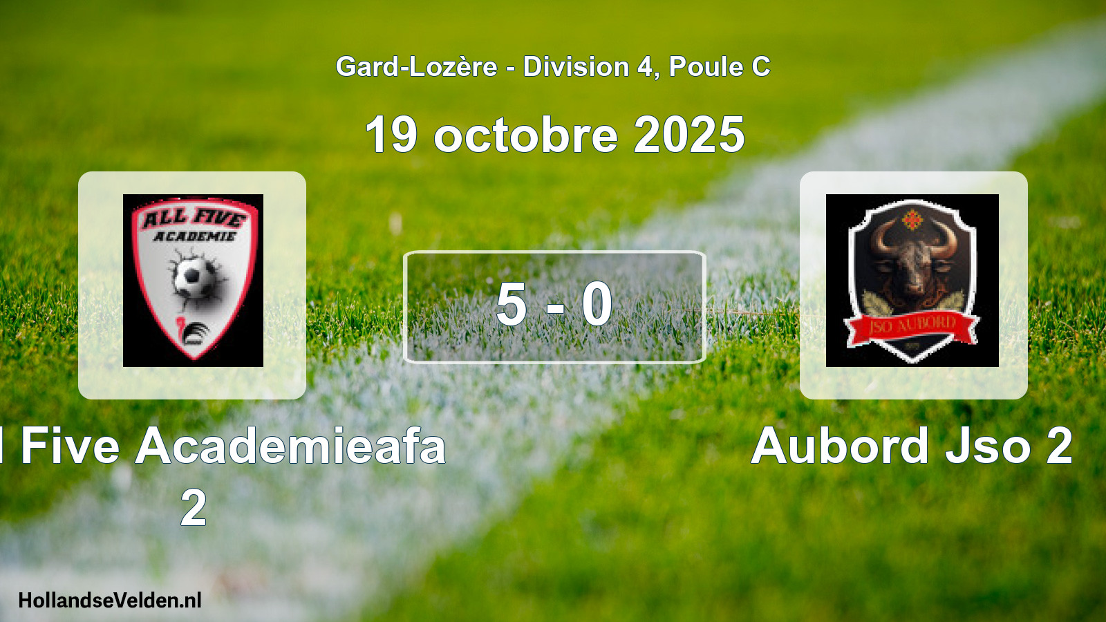 Match joué: All Five Academieafa 2 - Aubord Jso 2 5 - 0 (19 octobre 2025)