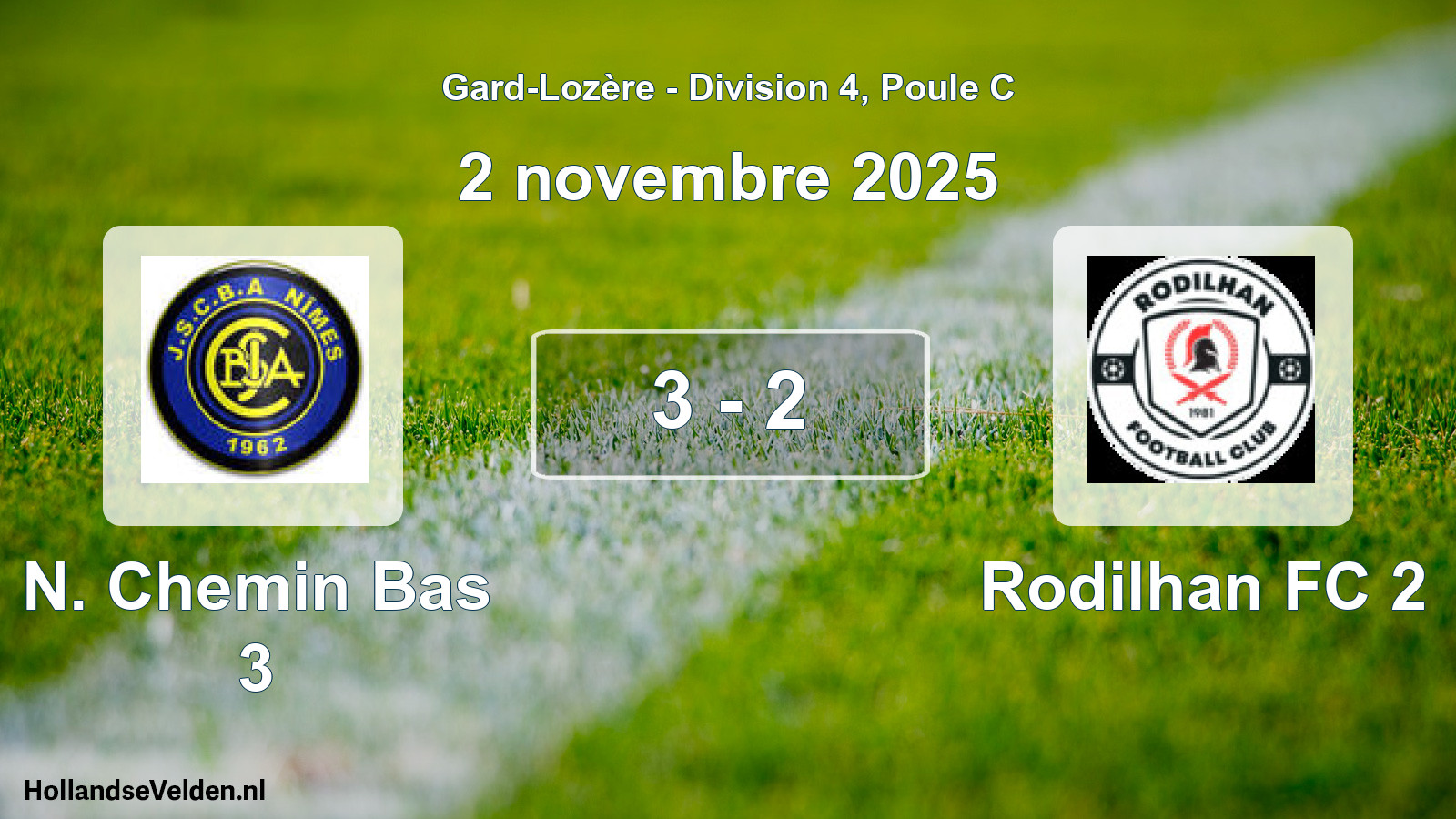 Gespeelde wedstrijd: N. Chemin Bas 3 - Rodilhan FC 2 3 - 2 (2 november 2025)