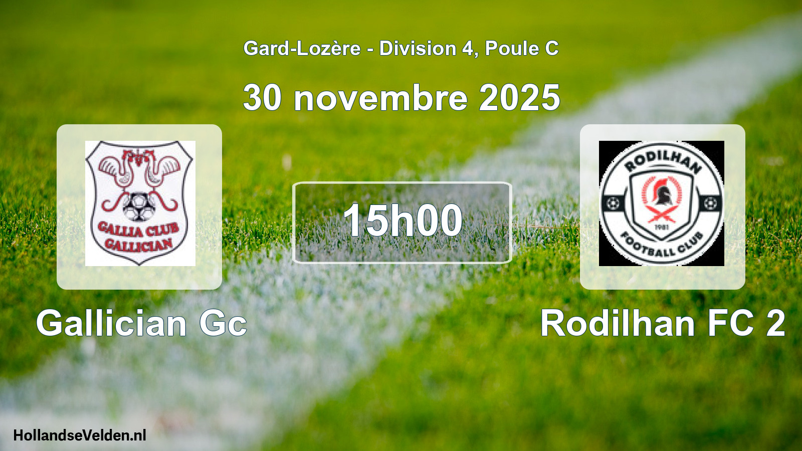 Match programmé: Gallician Gc - Rodilhan FC 2 (30 novembre 2025)