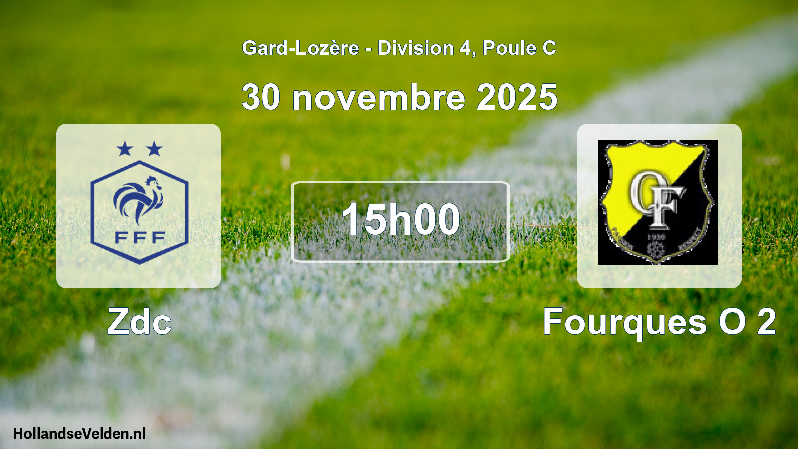 Match programmé: Zdc - Fourques O 2 (30 novembre 2025)
