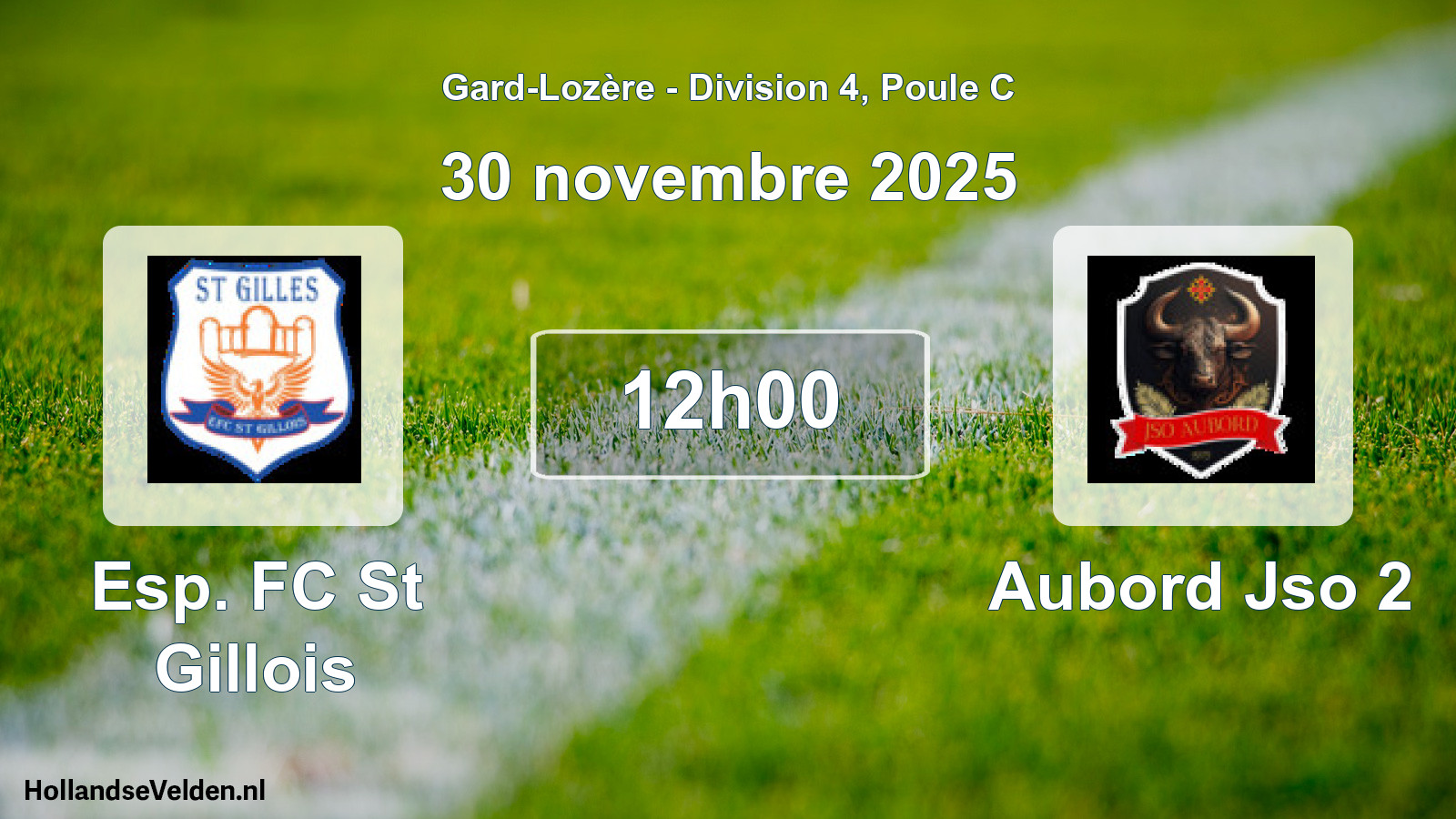 Match programmé: Esp. FC St Gillois - Aubord Jso 2 (30 novembre 2025)