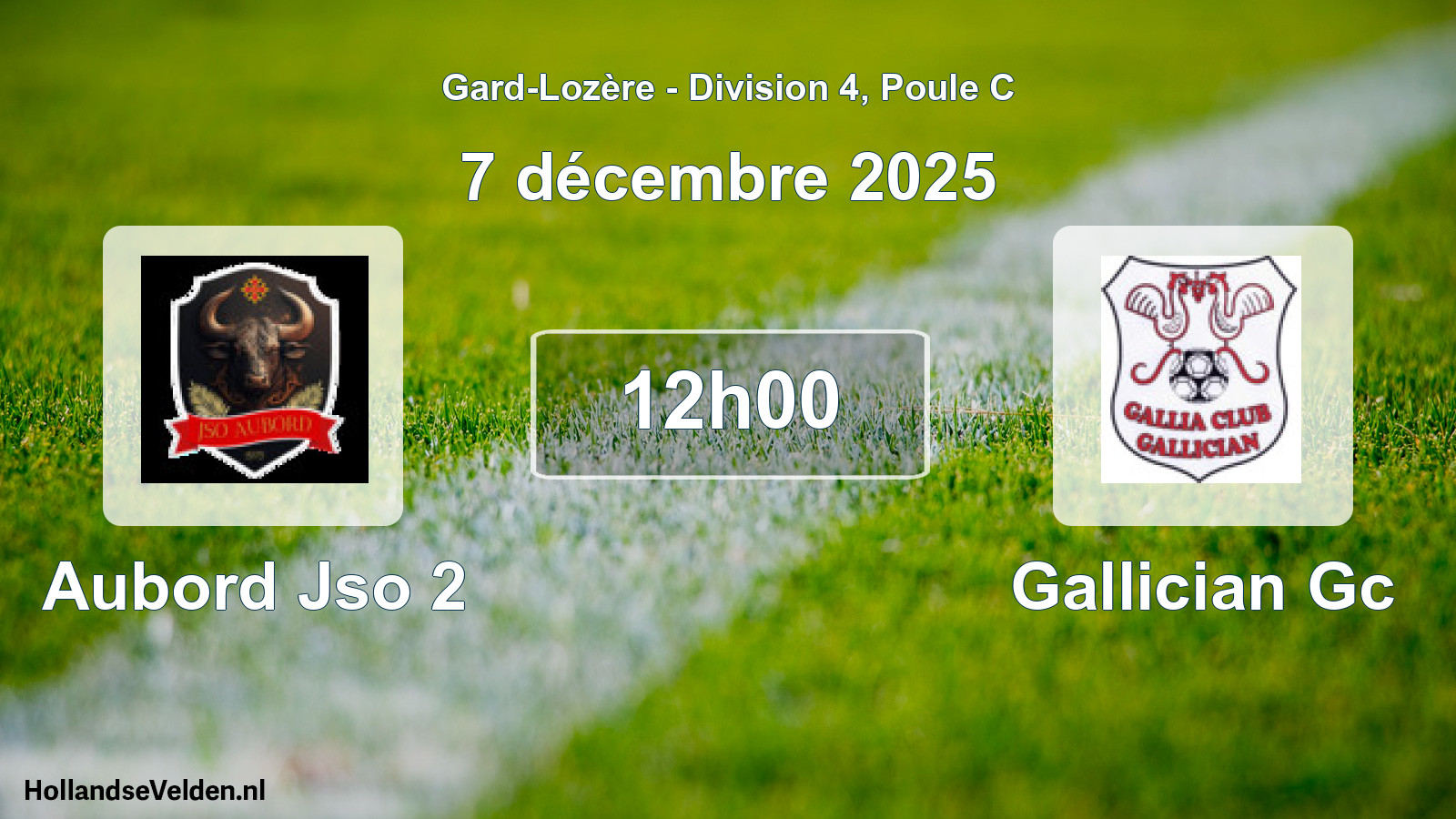 Match programmé: Aubord Jso 2 - Gallician Gc (7 décembre 2025)
