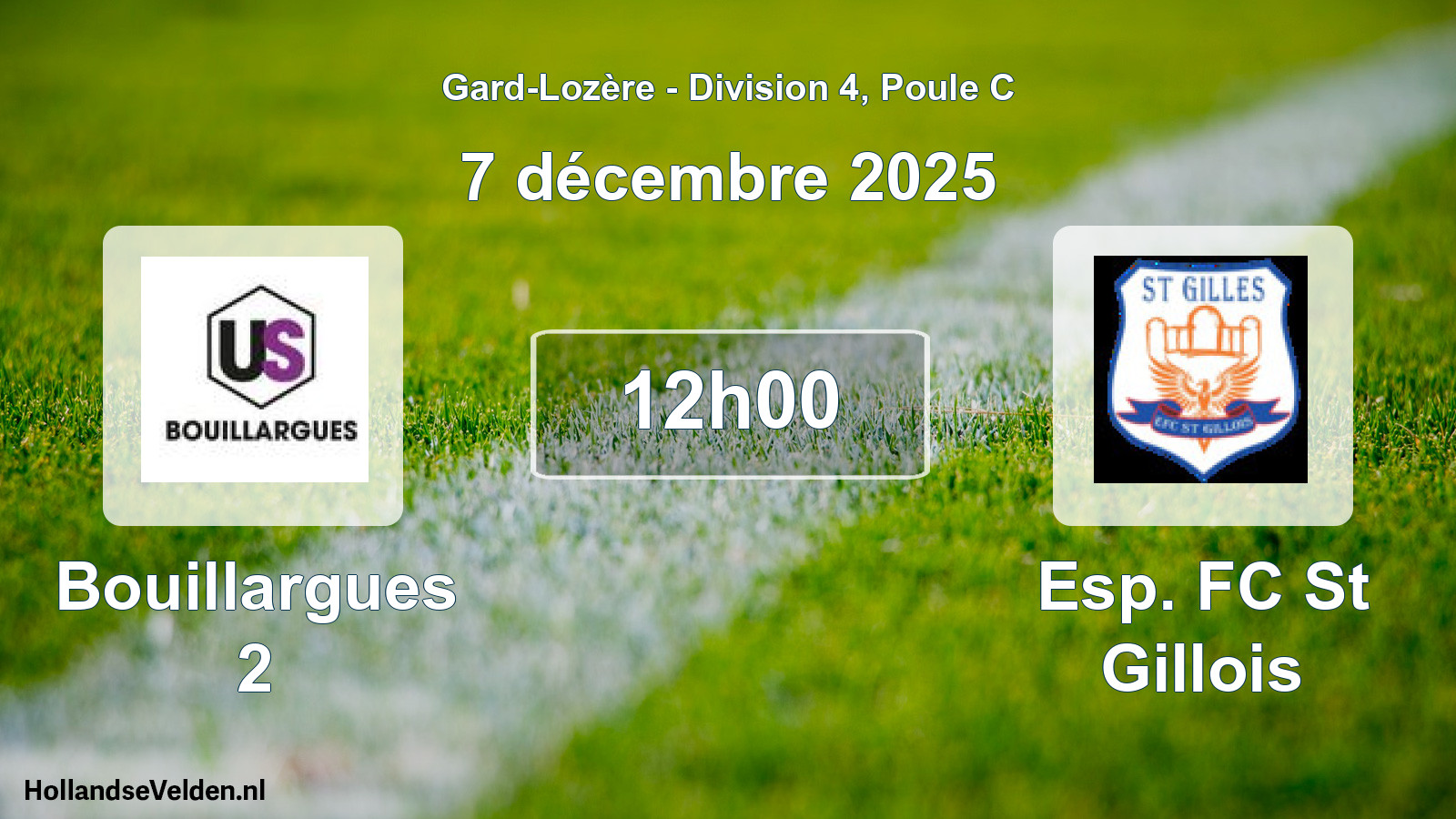 Match programmé: Bouillargues 2 - Esp. FC St Gillois (7 décembre 2025)