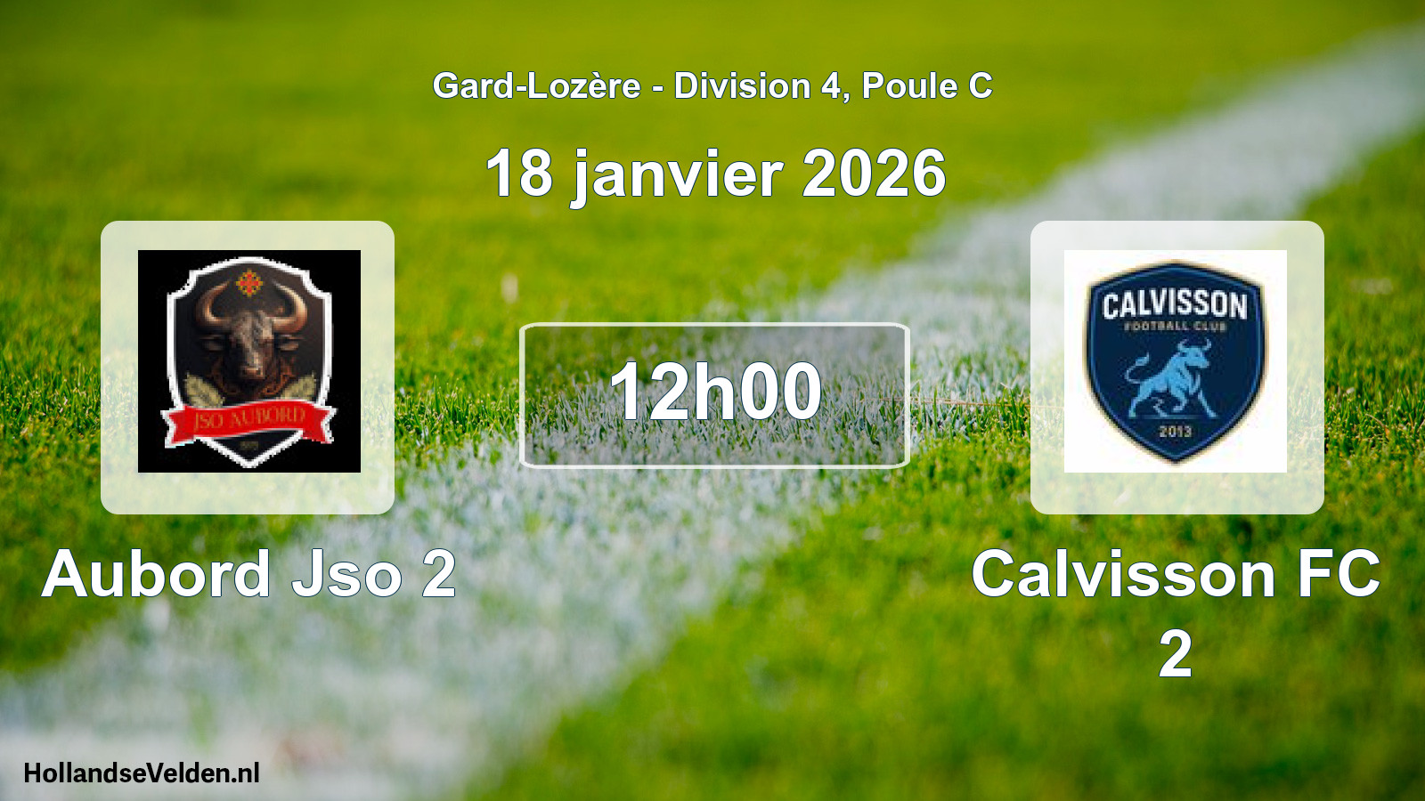 Match programmé: Aubord Jso 2 - Calvisson FC 2 (18 janvier 2026)
