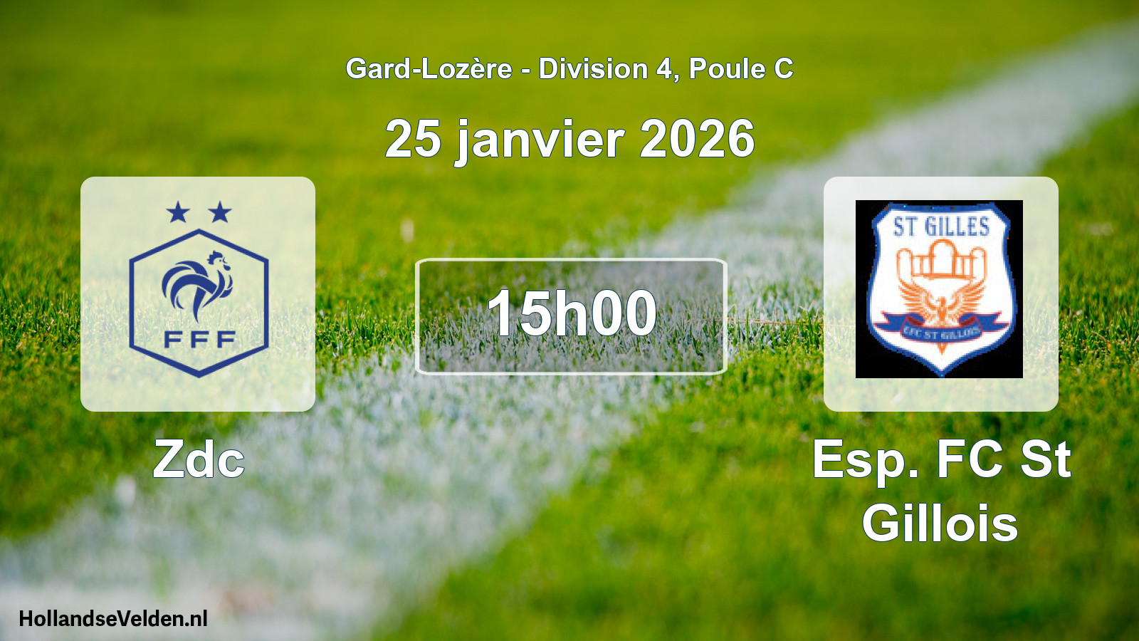Geplande wedstrijd: Zdc - Esp. FC St Gillois (25 januari 2026)