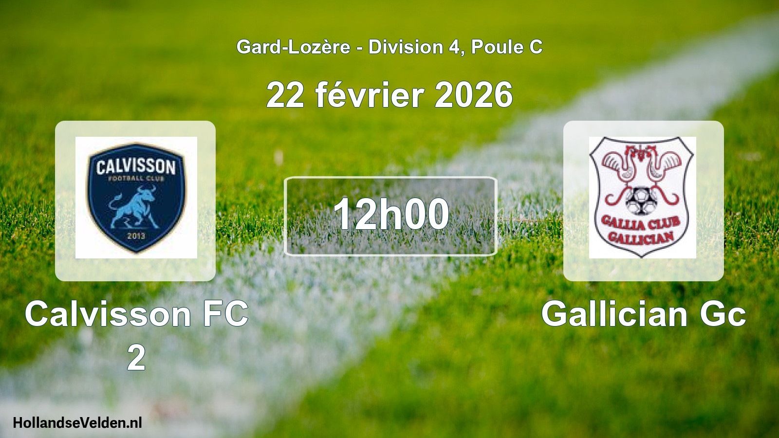Match programmé: Calvisson FC 2 - Gallician Gc (22 février 2026)