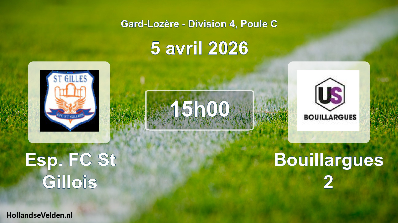 Geplande wedstrijd: Esp. FC St Gillois - Bouillargues 2 (5 april 2026)