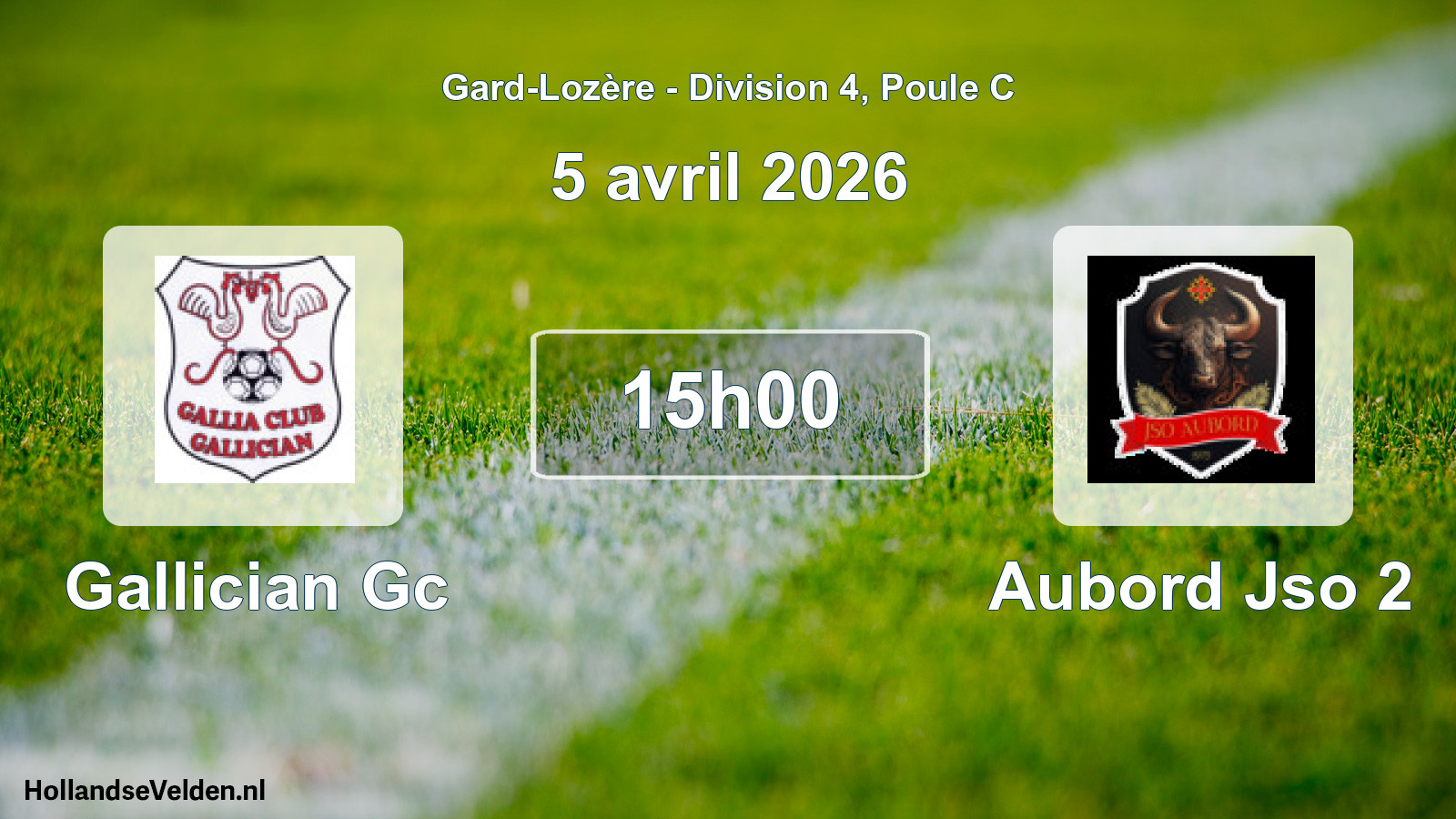 Match programmé: Gallician Gc - Aubord Jso 2 (5 avril 2026)