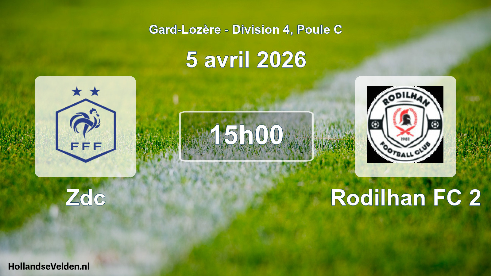 Match programmé: Zdc - Rodilhan FC 2 (5 avril 2026)
