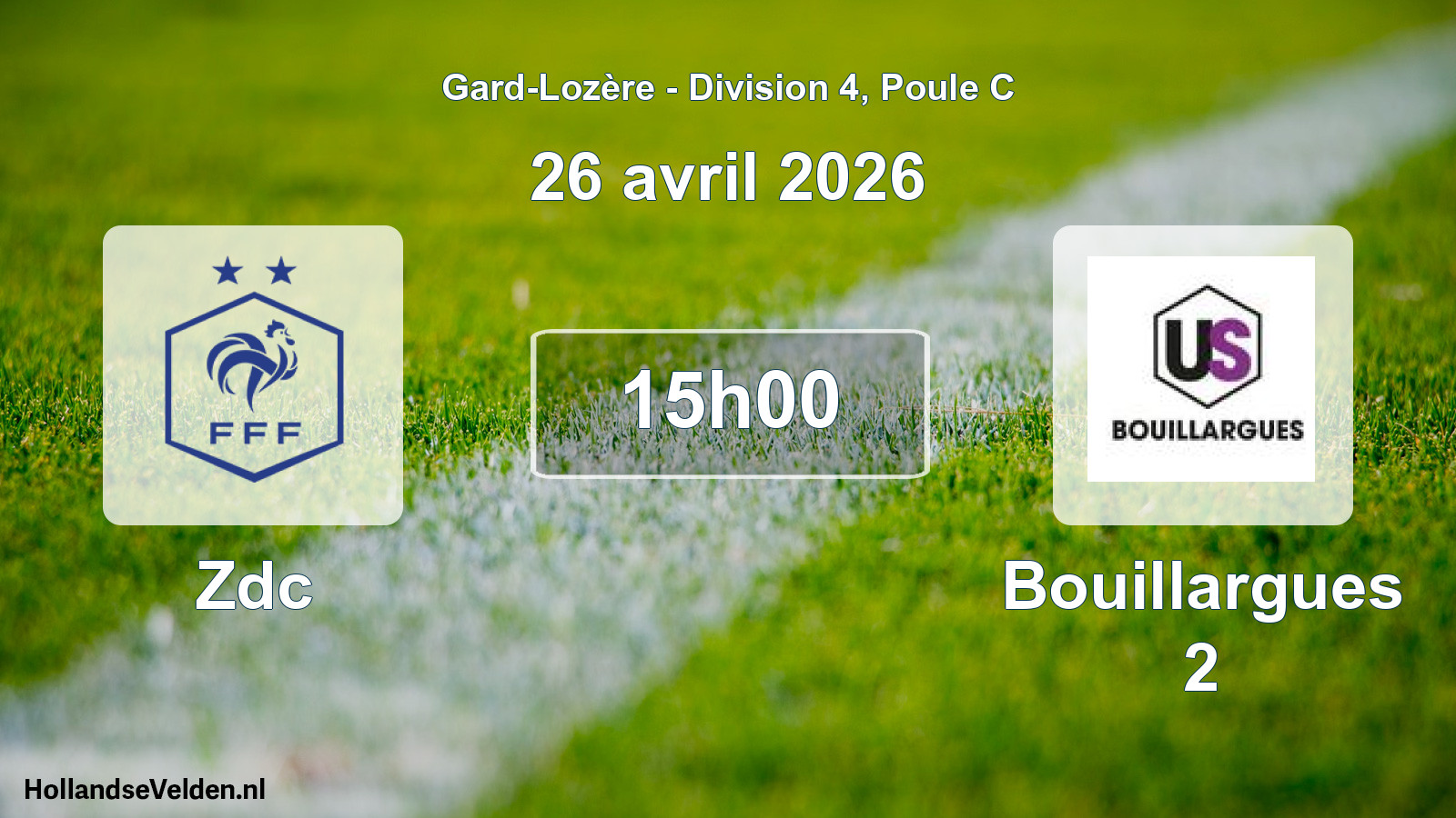 Geplande wedstrijd: Zdc - Bouillargues 2 (26 april 2026)