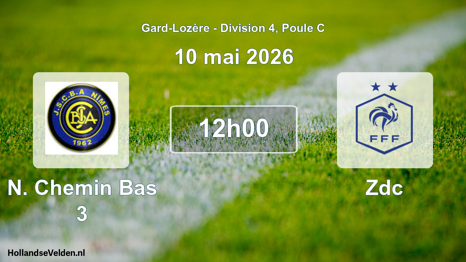 Match programmé: N. Chemin Bas 3 - Zdc (10 mai 2026)
