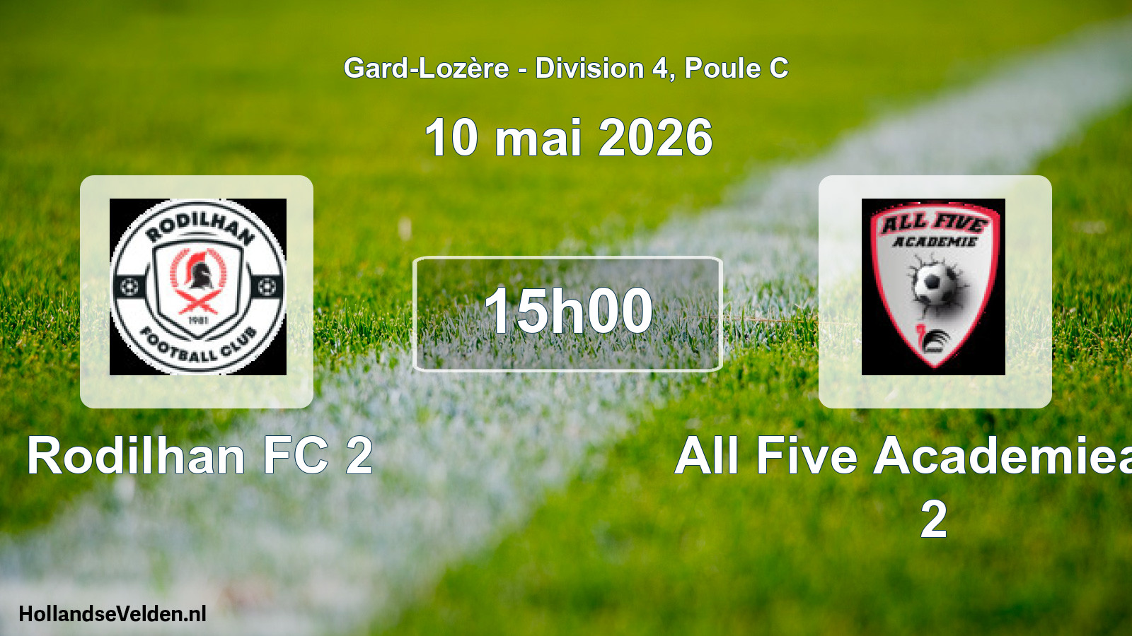 Match programmé: Rodilhan FC 2 - All Five Academieafa 2 (10 mai 2026)