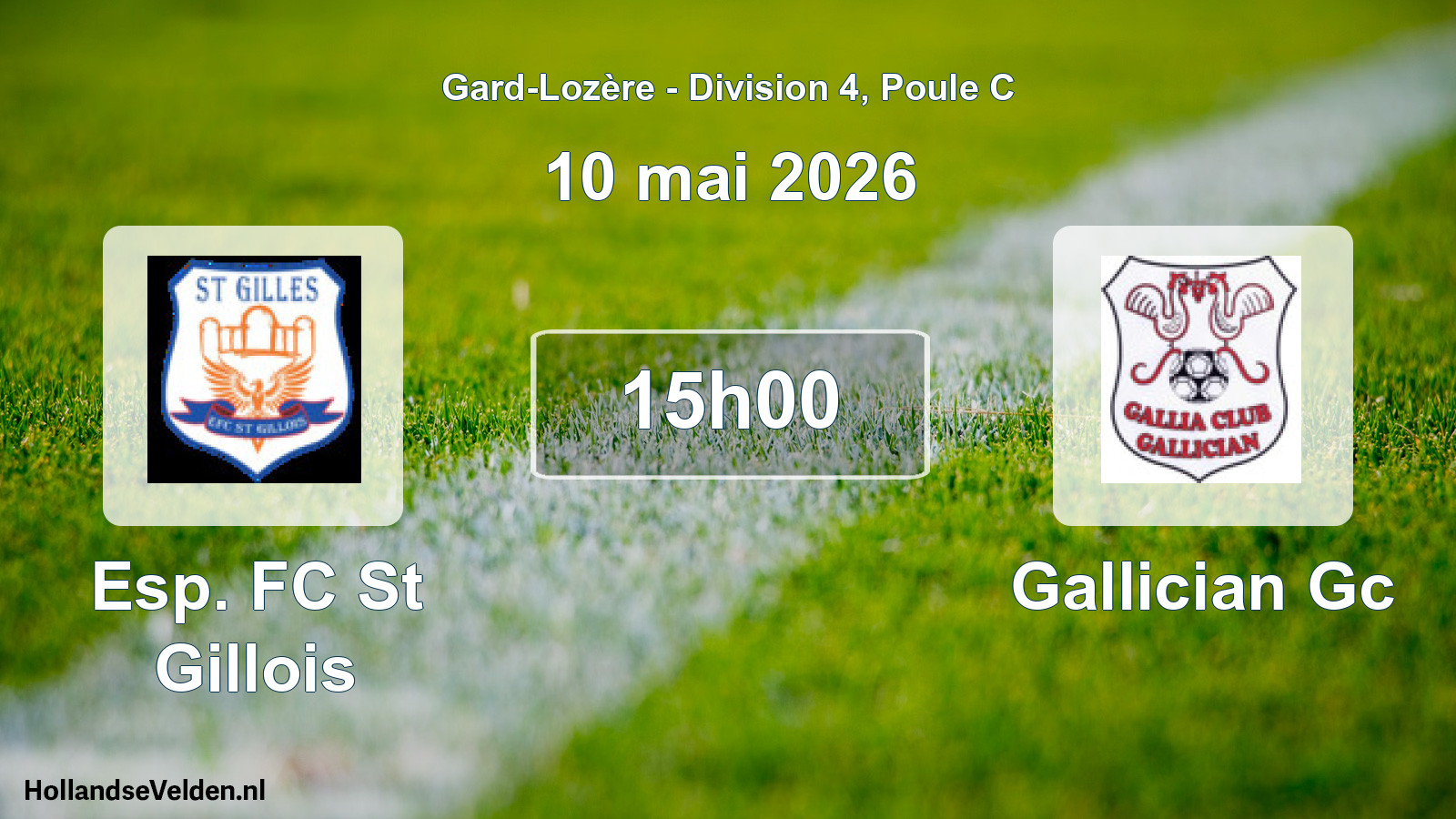 Match programmé: Esp. FC St Gillois - Gallician Gc (10 mai 2026)