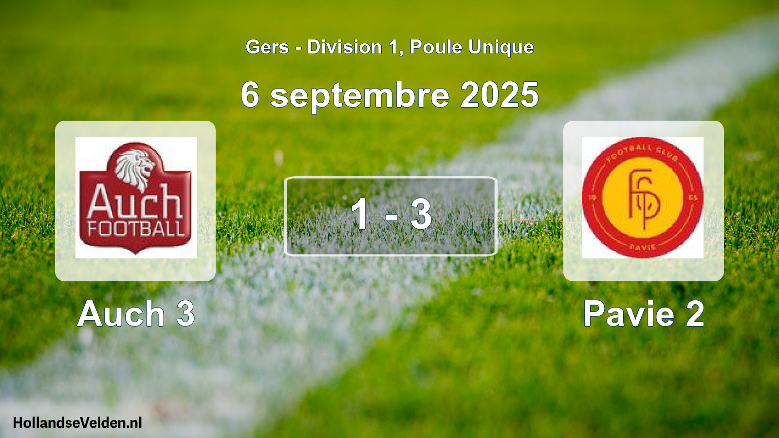 Match joué: Auch 3 - Pavie 2 1 - 3 (6 septembre 2025)