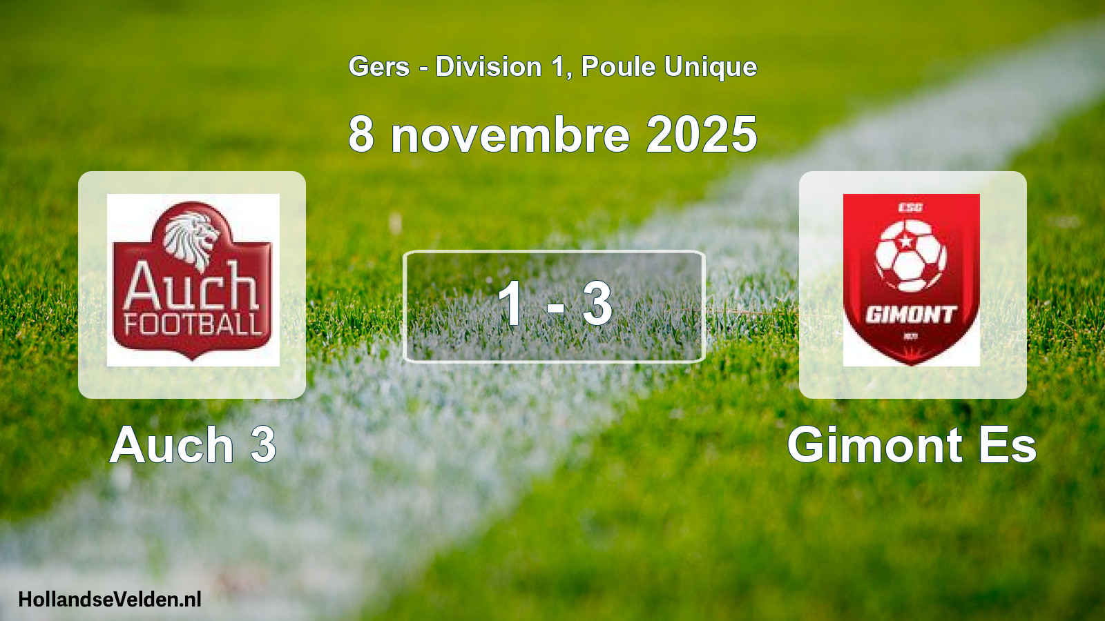 Gespeelde wedstrijd: Auch 3 - Gimont Es 1 - 3 (8 november 2025)