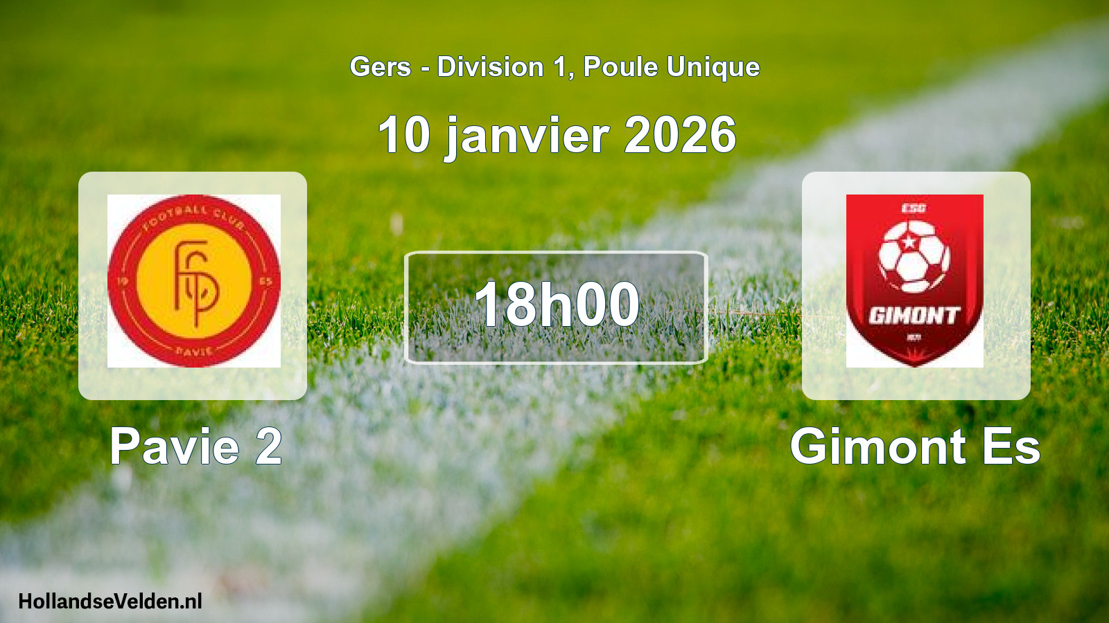 Match programmé: Pavie 2 - Gimont Es (10 janvier 2026)