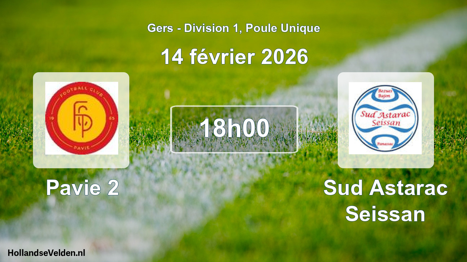 Match programmé: Pavie 2 - Sud Astarac Seissan (14 février 2026)