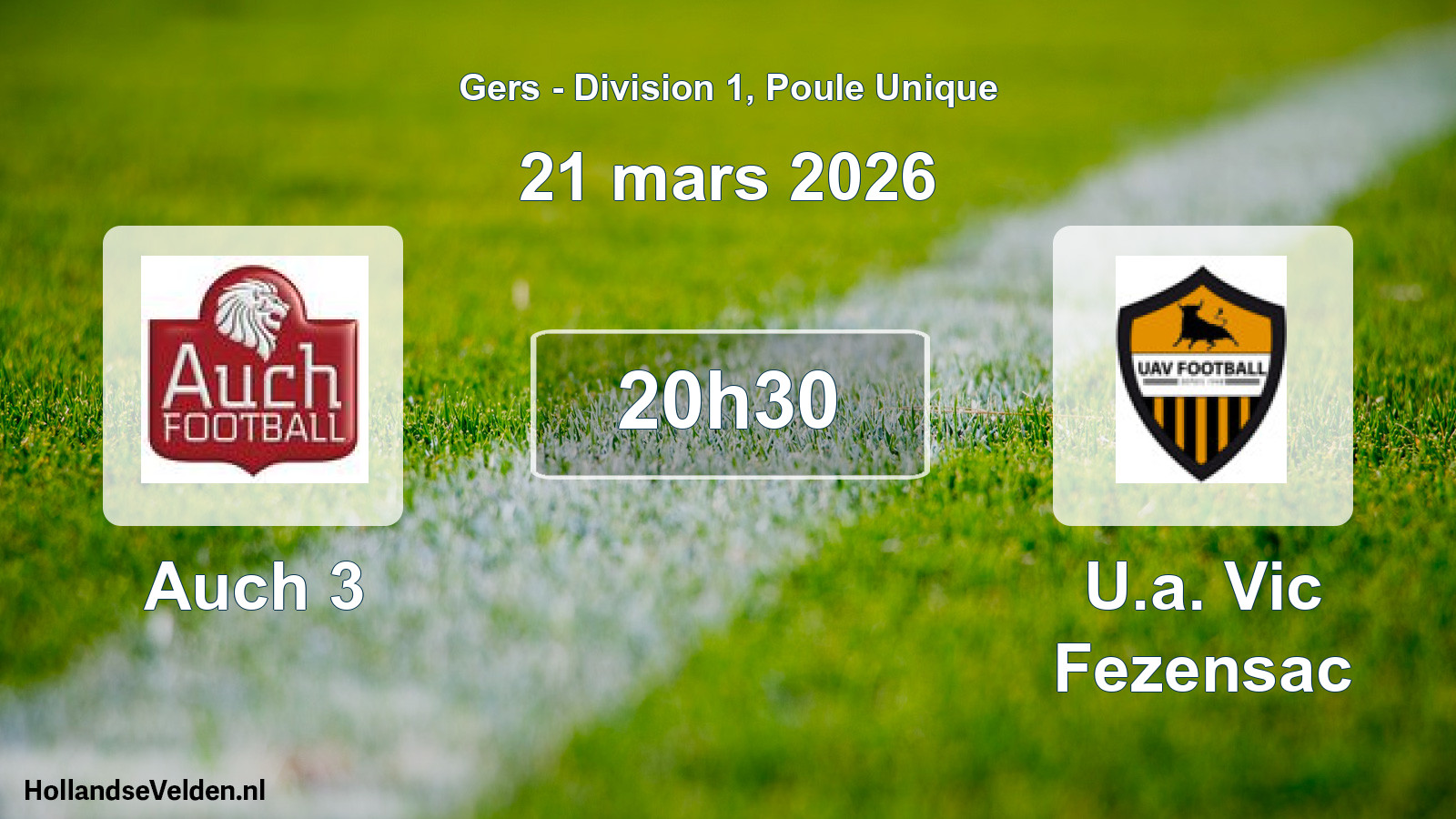 Match programmé: Auch 3 - U.a. Vic Fezensac (21 mars 2026)