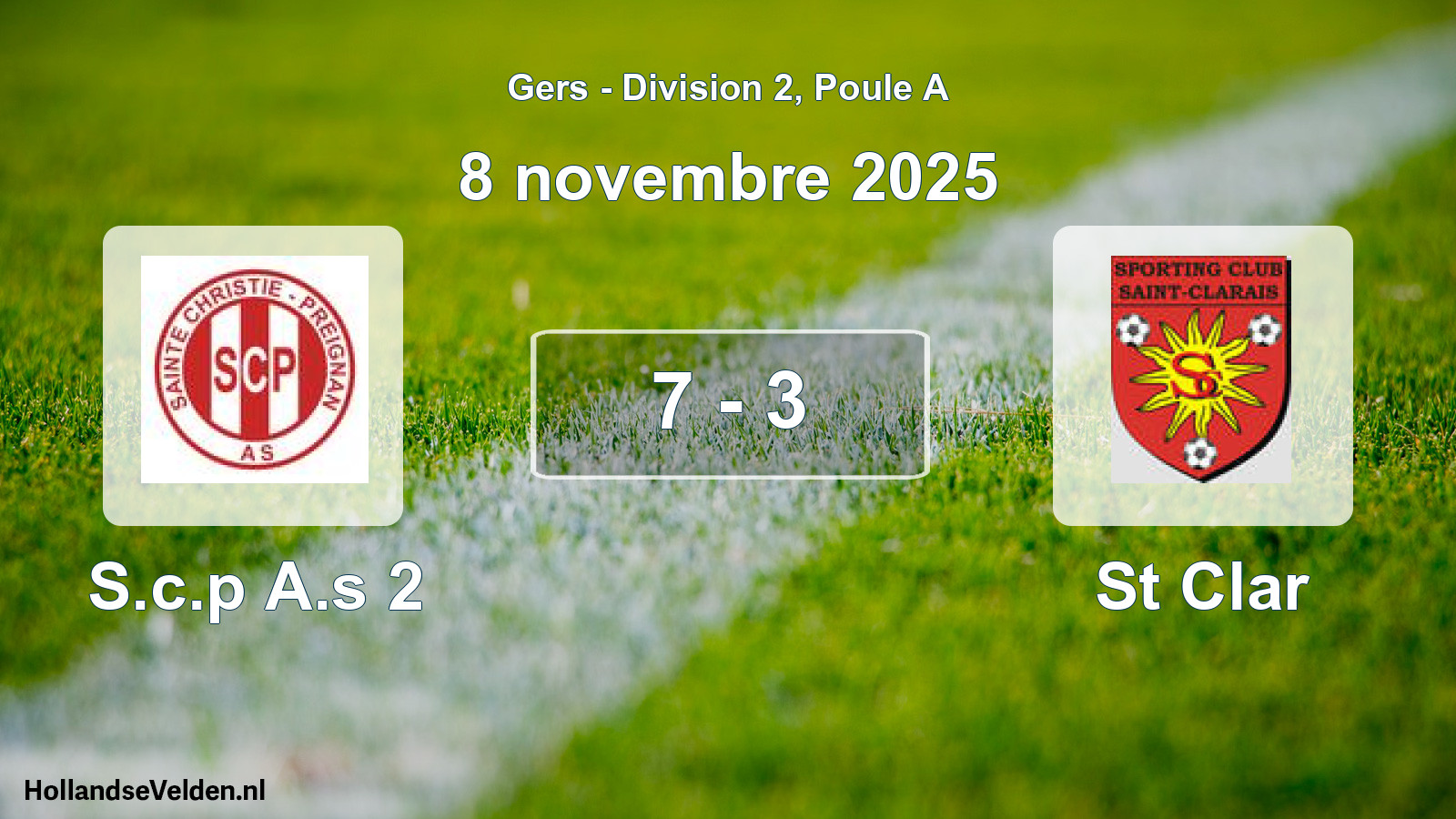 Match joué: S.c.p A.s 2 - St Clar 7 - 3 (8 novembre 2025)