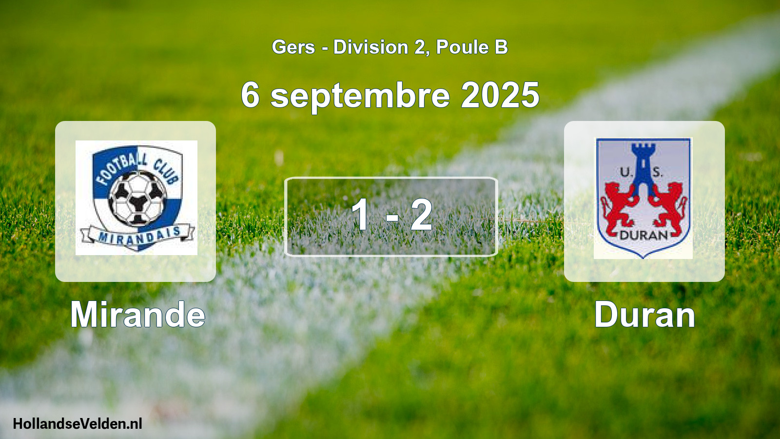 Gespeelde wedstrijd: Mirande - Duran 1 - 2 (6 september 2025)