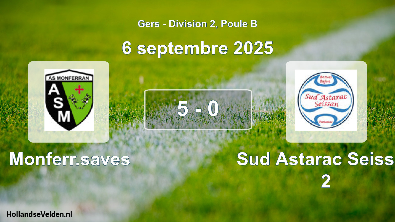 Match joué: Monferr.saves - Sud Astarac Seissan 2 5 - 0 (6 septembre 2025)