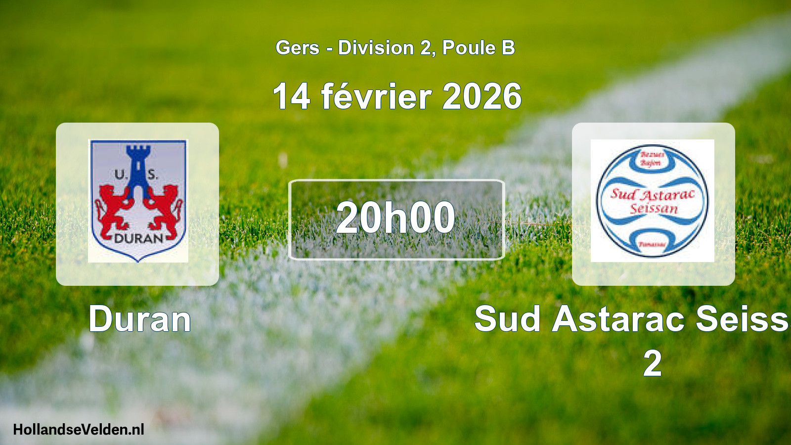 Scheduled Match: Duran - Sud Astarac Seissan 2 (14 February 2026)