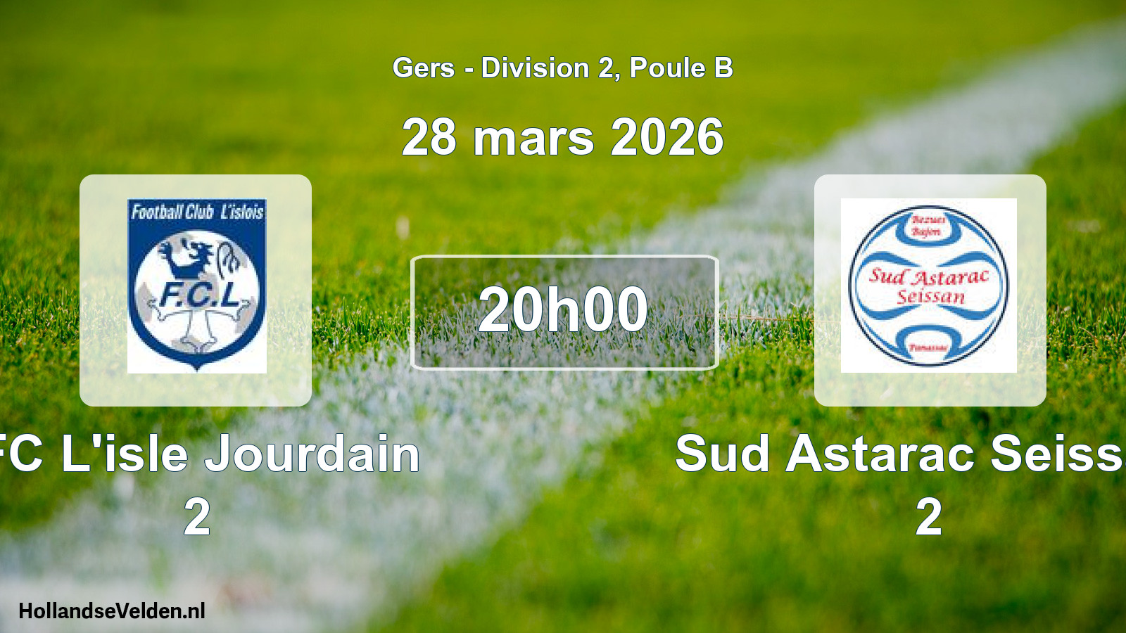 Match programmé: FC L'isle Jourdain 2 - Sud Astarac Seissan 2 (28 mars 2026)