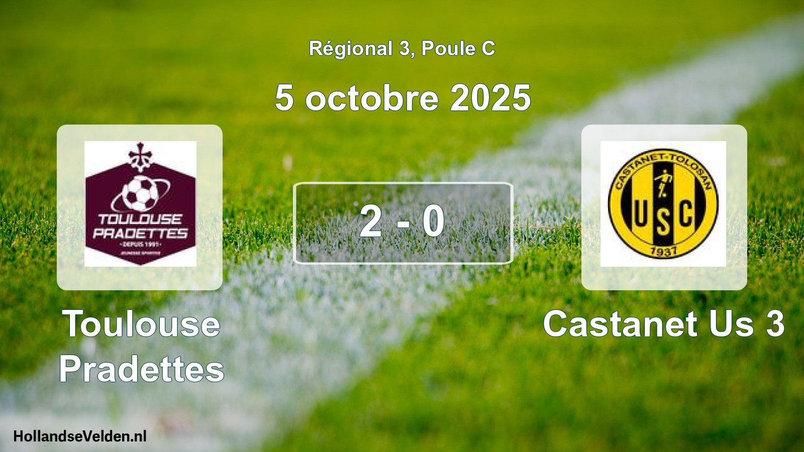 Gespeelde wedstrijd: Toulouse Pradettes - Castanet Us 3 2 - 0 (5 oktober 2025)